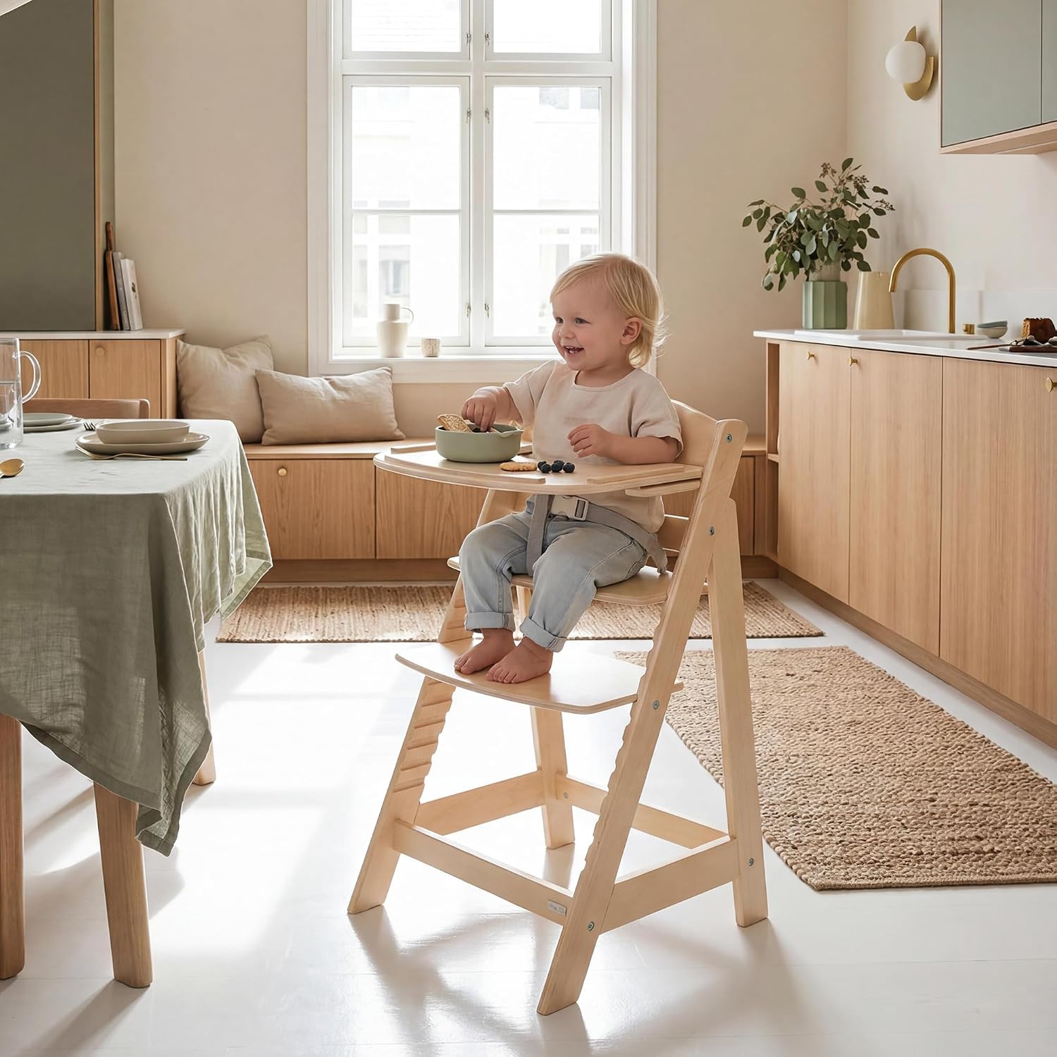 Detalle 2 de roba 0075NL eetblad voor Sit Up Flex-kinderstoel, afneembaar houten blad