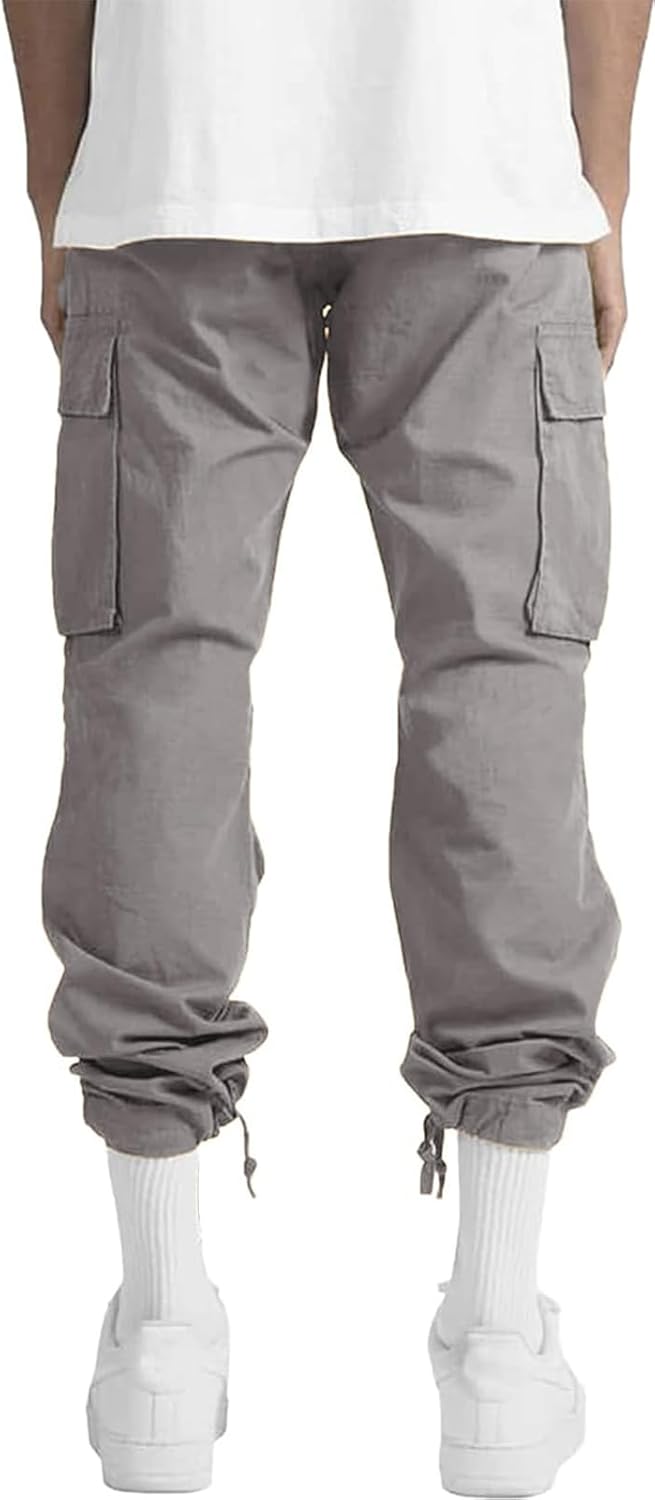 Thumbnail 4 de HUNGSON Mens Cargo Pants Drawstring Casual Hiking Pants – Loose, Comfortable Cargo Trousers