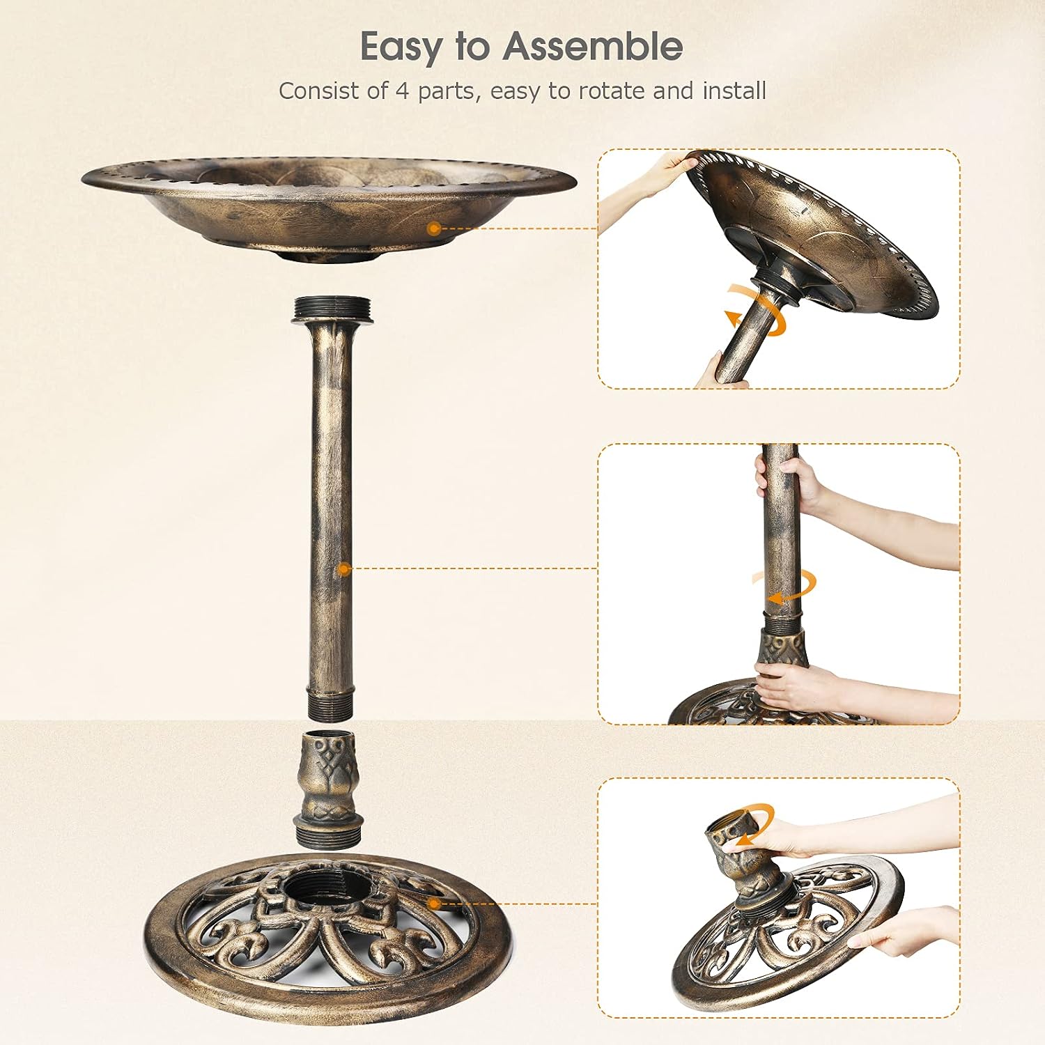 Detalle de AISITIN Vogeltränke mit 2.5W Solar Springbrunnen – Vogelbad & Futterplatz für Garten und Balkon