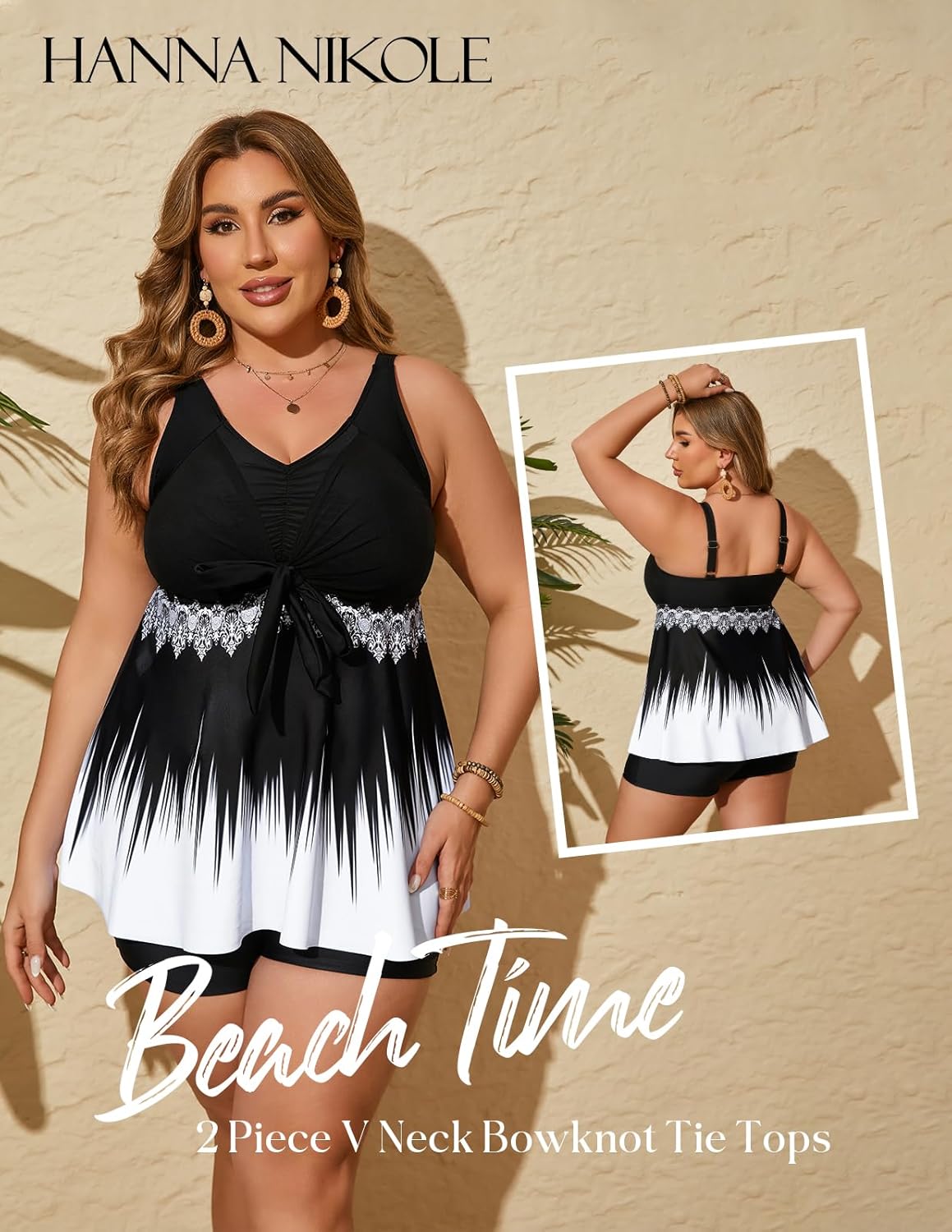 Thumbnail 2 de Hanna Nikole Plus Size Tankini Set with Tummy Control and High-Waisted Shorts