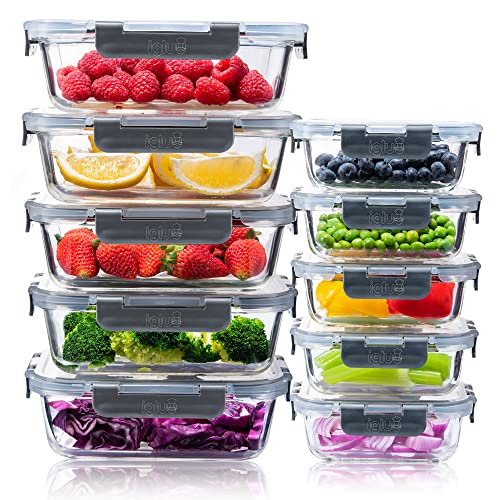 Detalle de Igluu Meal Prep Glass Containers with Lids (10 Pack) – 370 & 1050ml