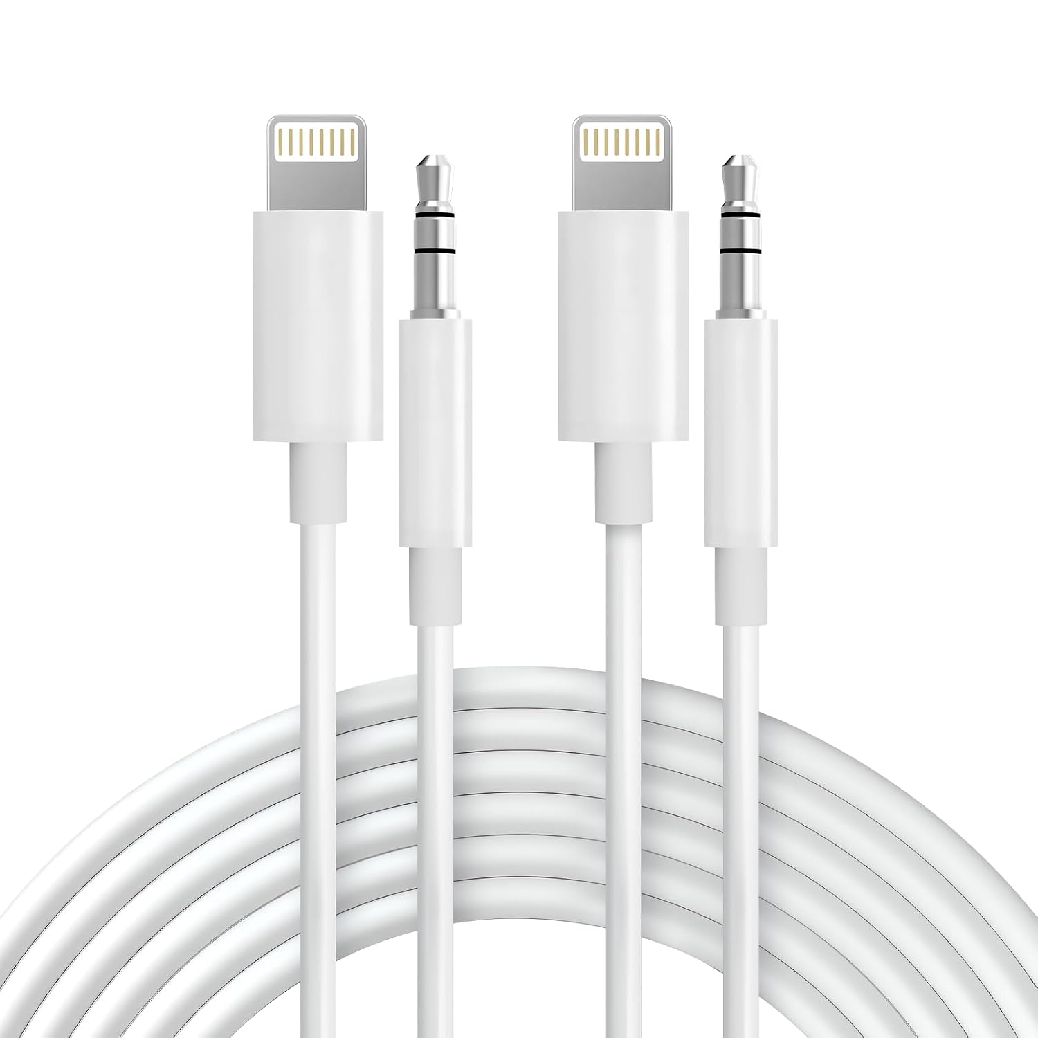 Detalle de Seulliya SC-2 Lightning to 3.5 mm AUX Cable, MFi Certified, 3.3 ft, 2-Pack