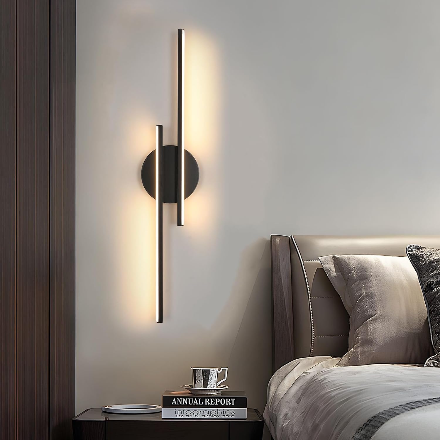 Detalle de Mckalen MC-60CM-EELJ – czarny kinkiet LED 60 cm, 24 W, 2700 lm