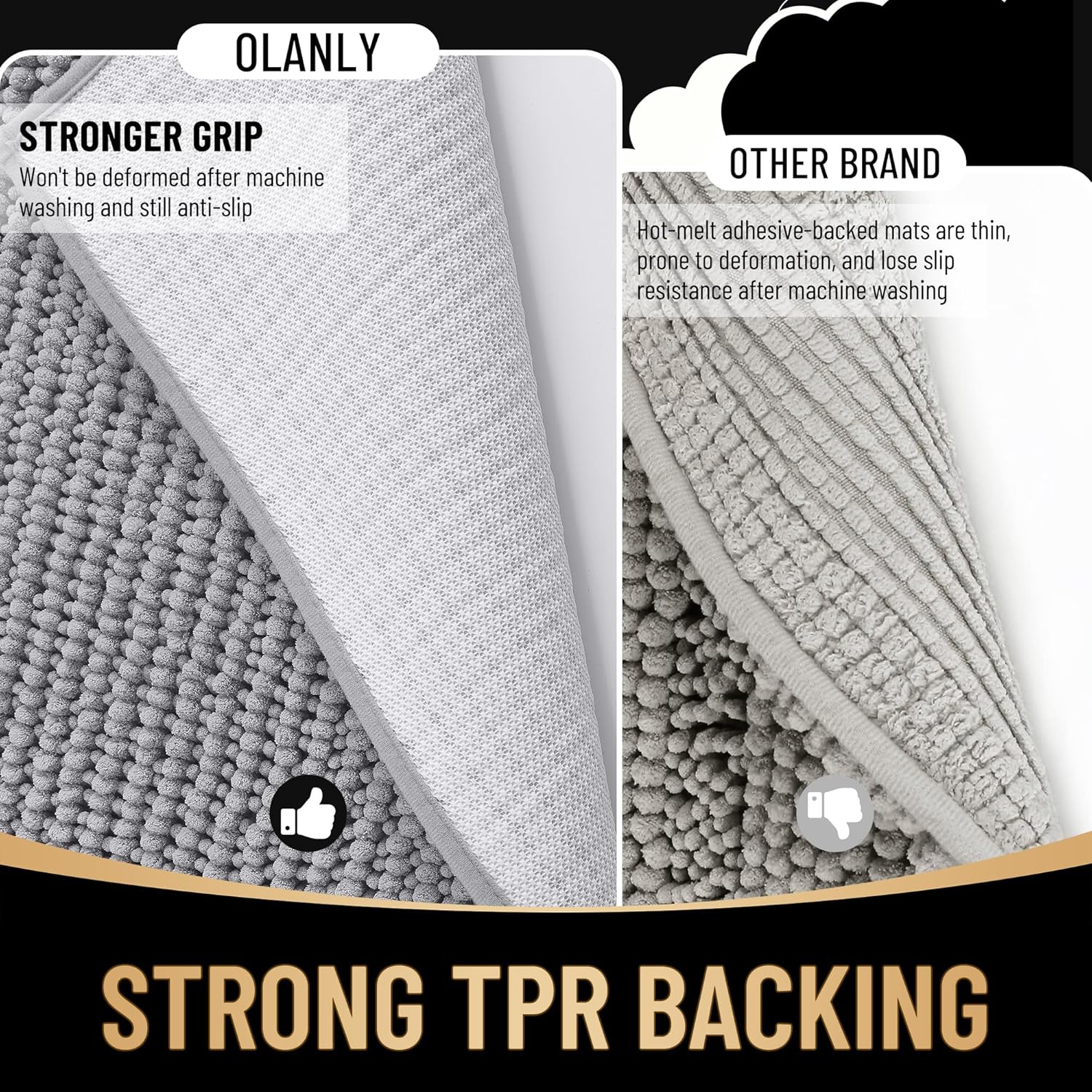 Thumbnail 4 de OLANLY Thick Bathroom Rugs 30x20 Chenille