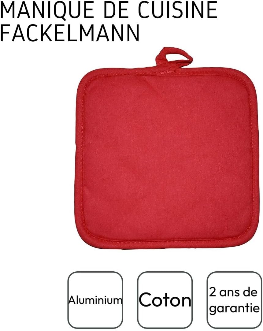 Thumbnail 3 de Fackelmann manique de cuisine aluminisée gris et rouge 17 x 17 cm