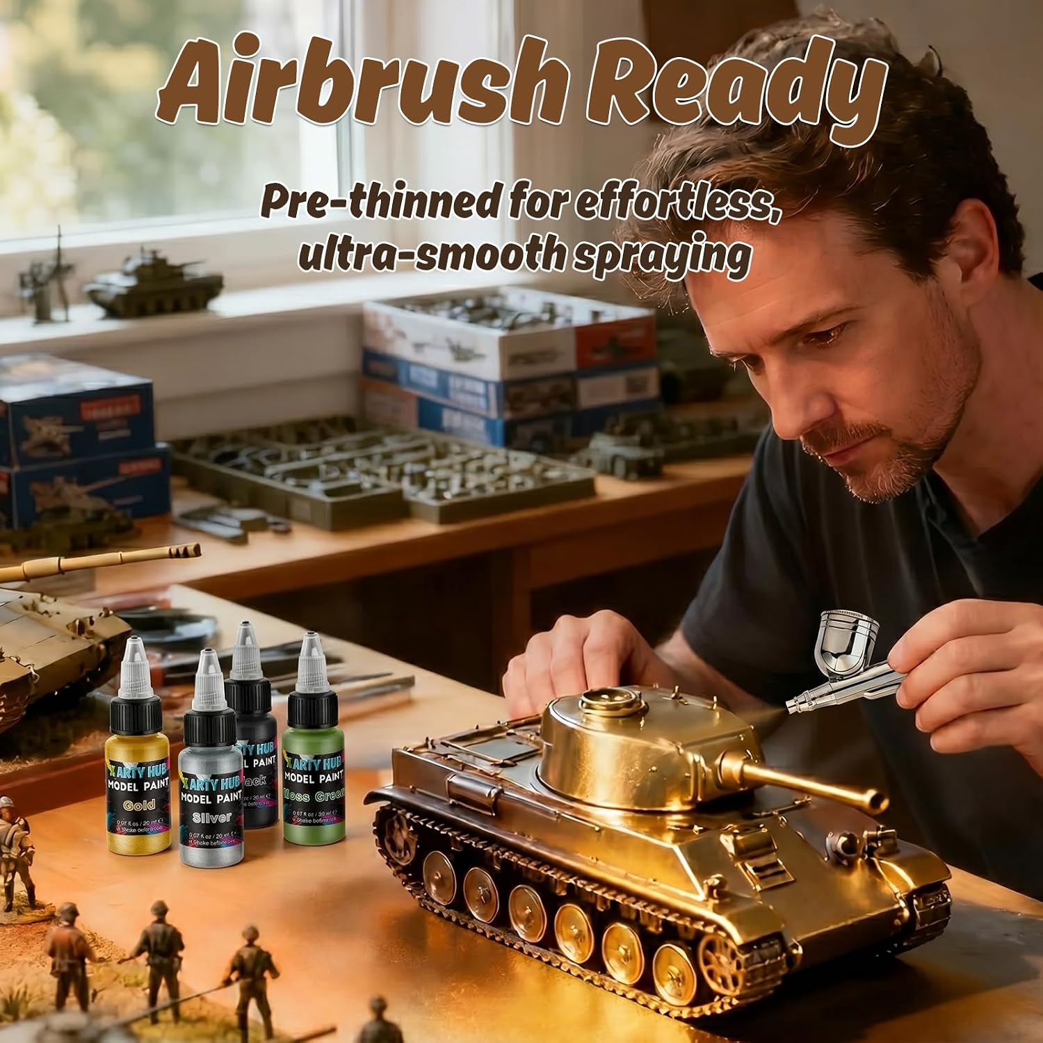 Thumbnail 4 de X ARTY HUB Model Paint Set — 12 Colours with 3 Brushes for Airbrushing & Hand Painting