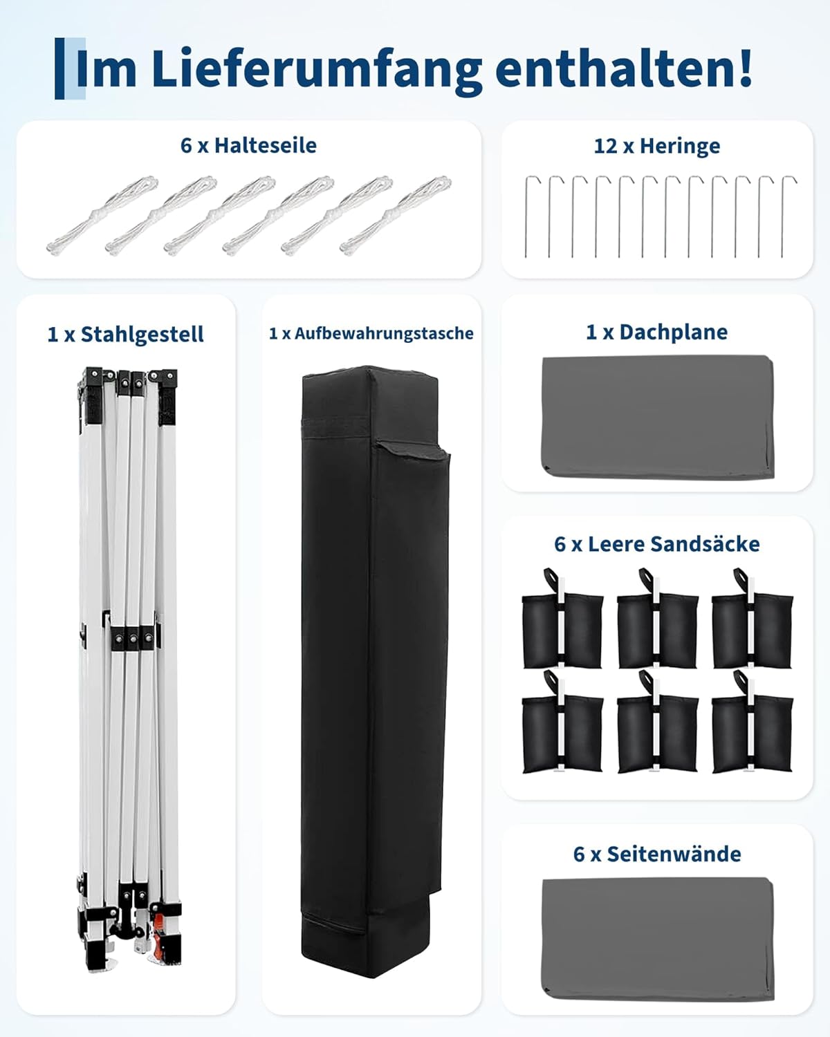 Detalle de Wasserdichter Pop Up Pavillon 3x6 m – UV-Schutz 50+, höhenverstellbar, faltbar & mit 6 Seitenwänden