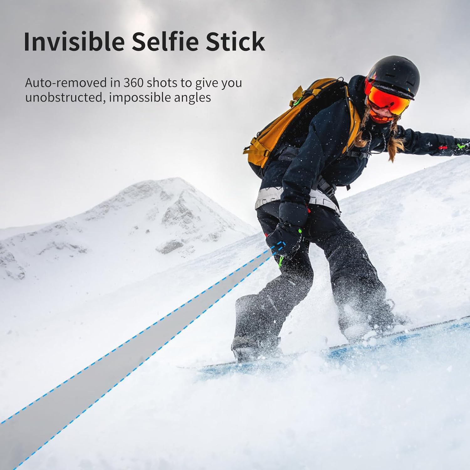 Detalle de ULANZI Trépied pour Selfie Stick 150 cm (TT52) 2-en-1 avec tête 1/4’’, compatible Insta360 GO 3 / GO 2 et DJI Pocket 3/4