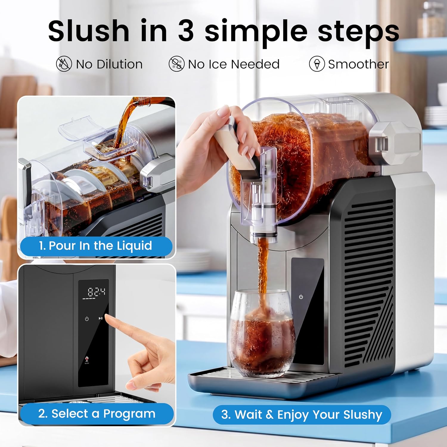 Detalle 2 de Ray Bear 2L Slushie Machine, 6 Presets, No Ice Needed, Self-Cleaning