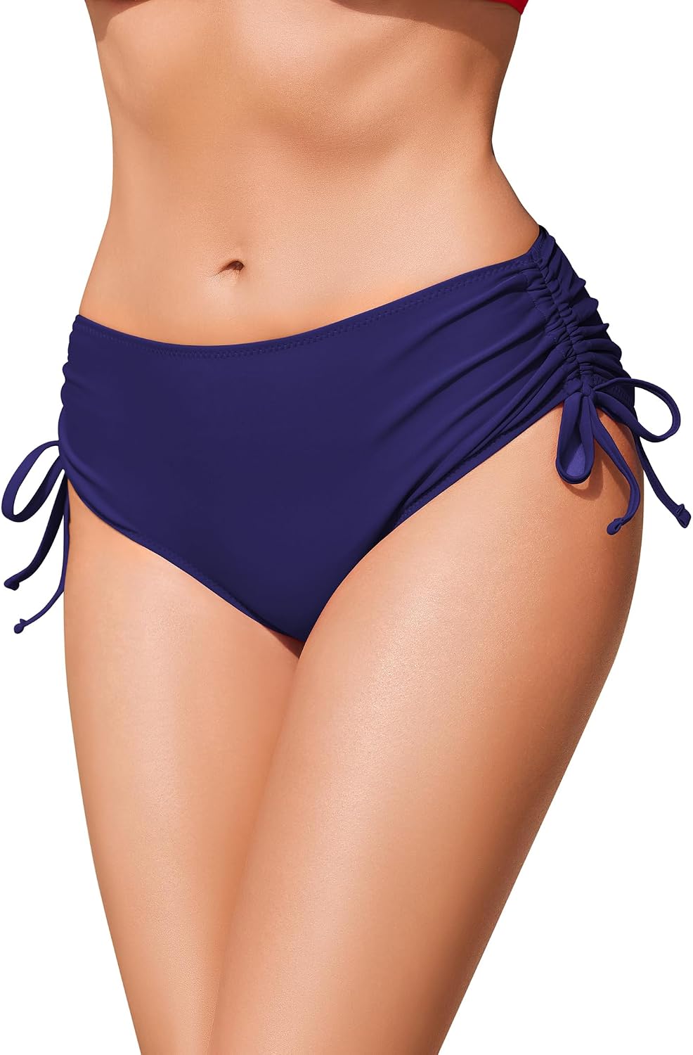 Detalle de Ekouaer bas de bikini pour femme à cordons latéraux – taille moyenne réglable (S à XXL)