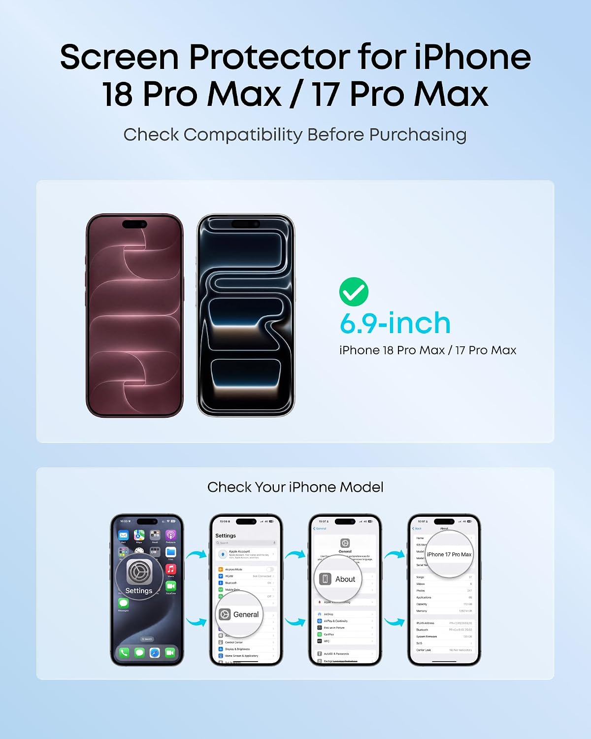 Detalle de Anker A4202 Tempered Glass Screen Protector for iPhone 18/17 Pro Max, 2-Pack