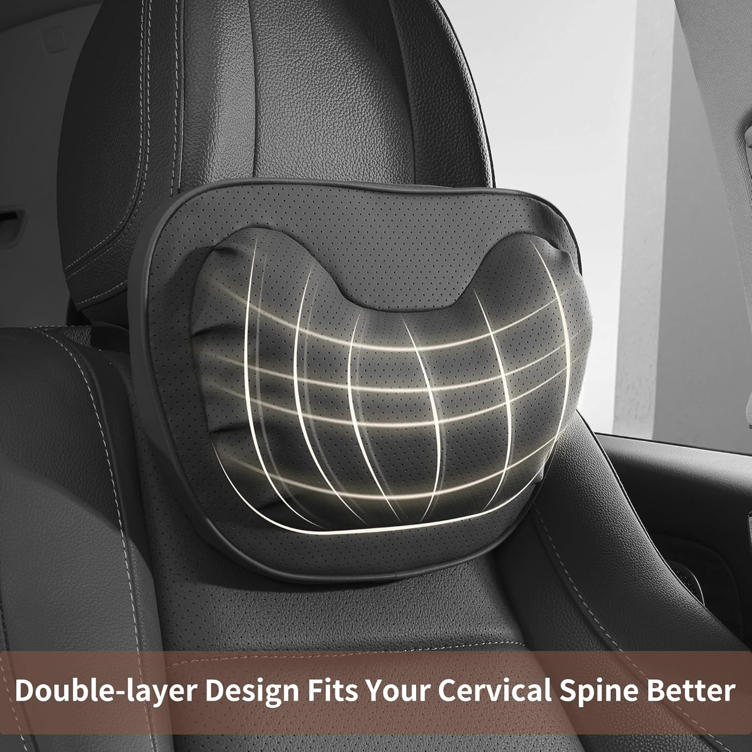 Thumbnail 2 de Dapucarin Car Neck Pillow [No More Pressure] – Premium Leather Headrest for Driving, Office & Gaming