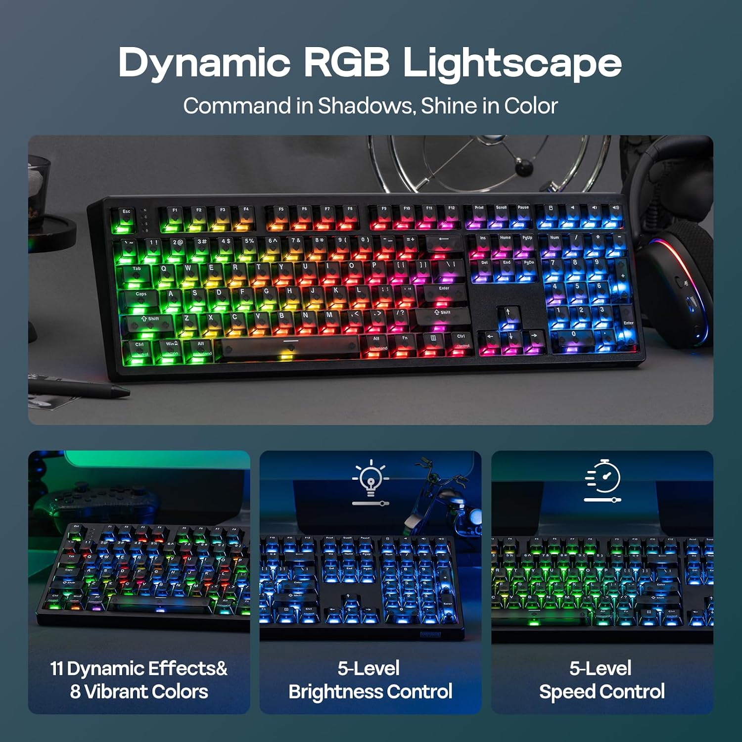 Detalle 2 de EPOMAKER HE108 Wireless Gaming Keyboard: 8K Polling, 128K Scan Rate, Hall Effect Precision