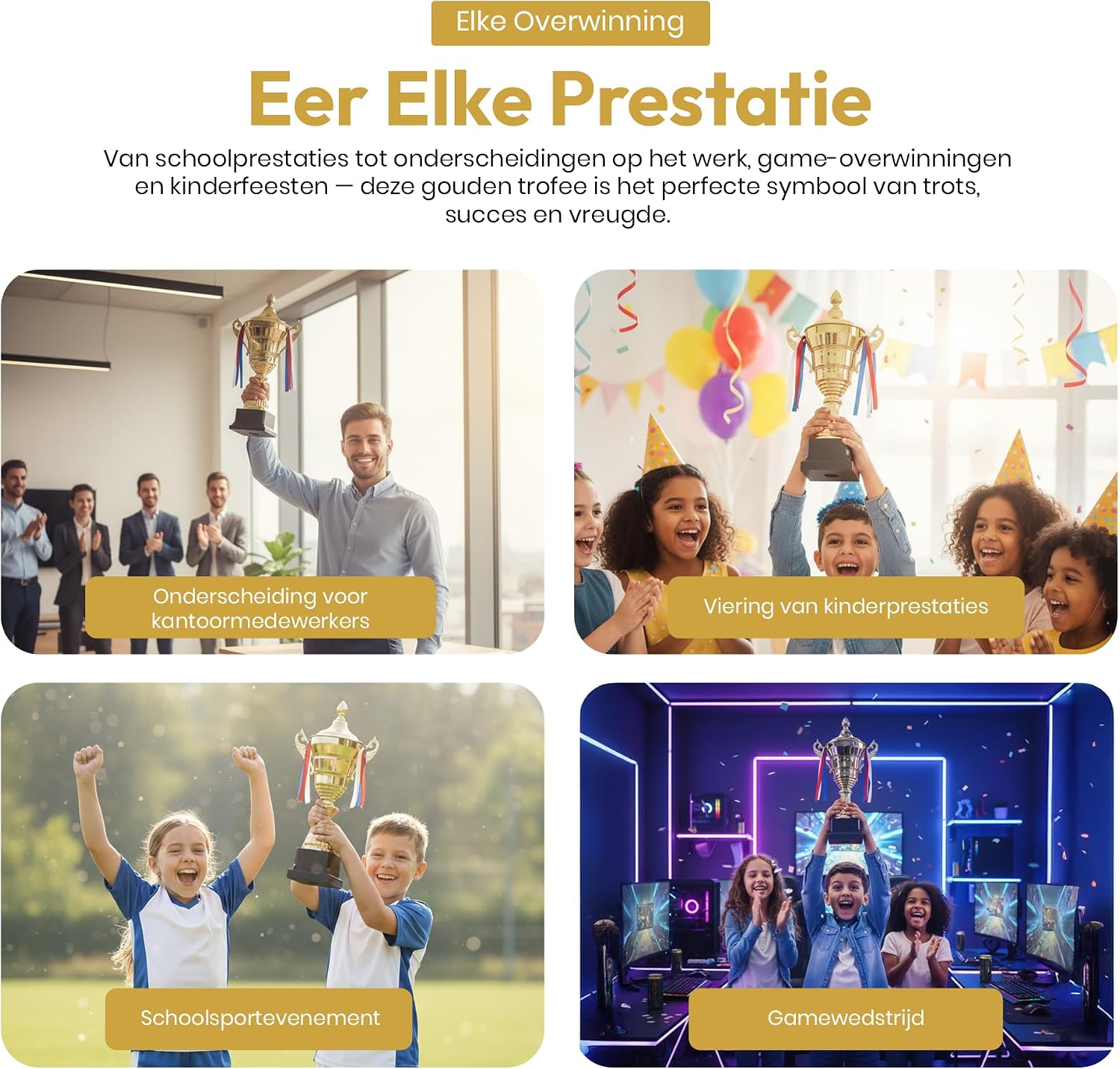Detalle 2 de GOODS+GADGETS Winnende kopjes: goudkleurige kunststof bekers voor koude dranken