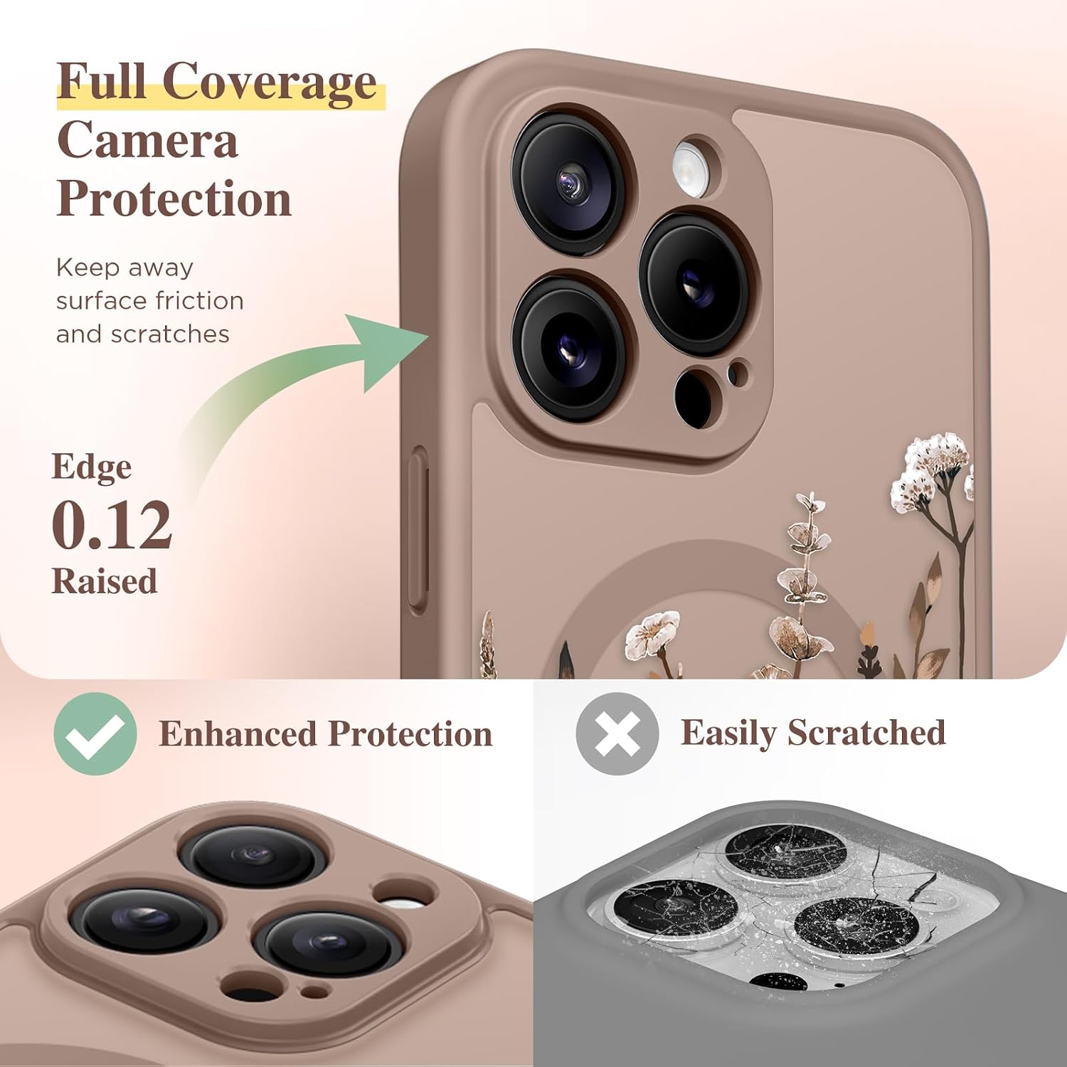 Thumbnail 5 de GVIEWIN iPhone 15 Pro Max Case with MagSafe — Floratopia Floral Translucent, Screen Protector & Full Camera Protection