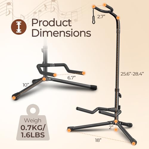 Detalle de GLEAM CG-4 Adjustable Folding Guitar Stand for Electric, Classical Guitars & Bass