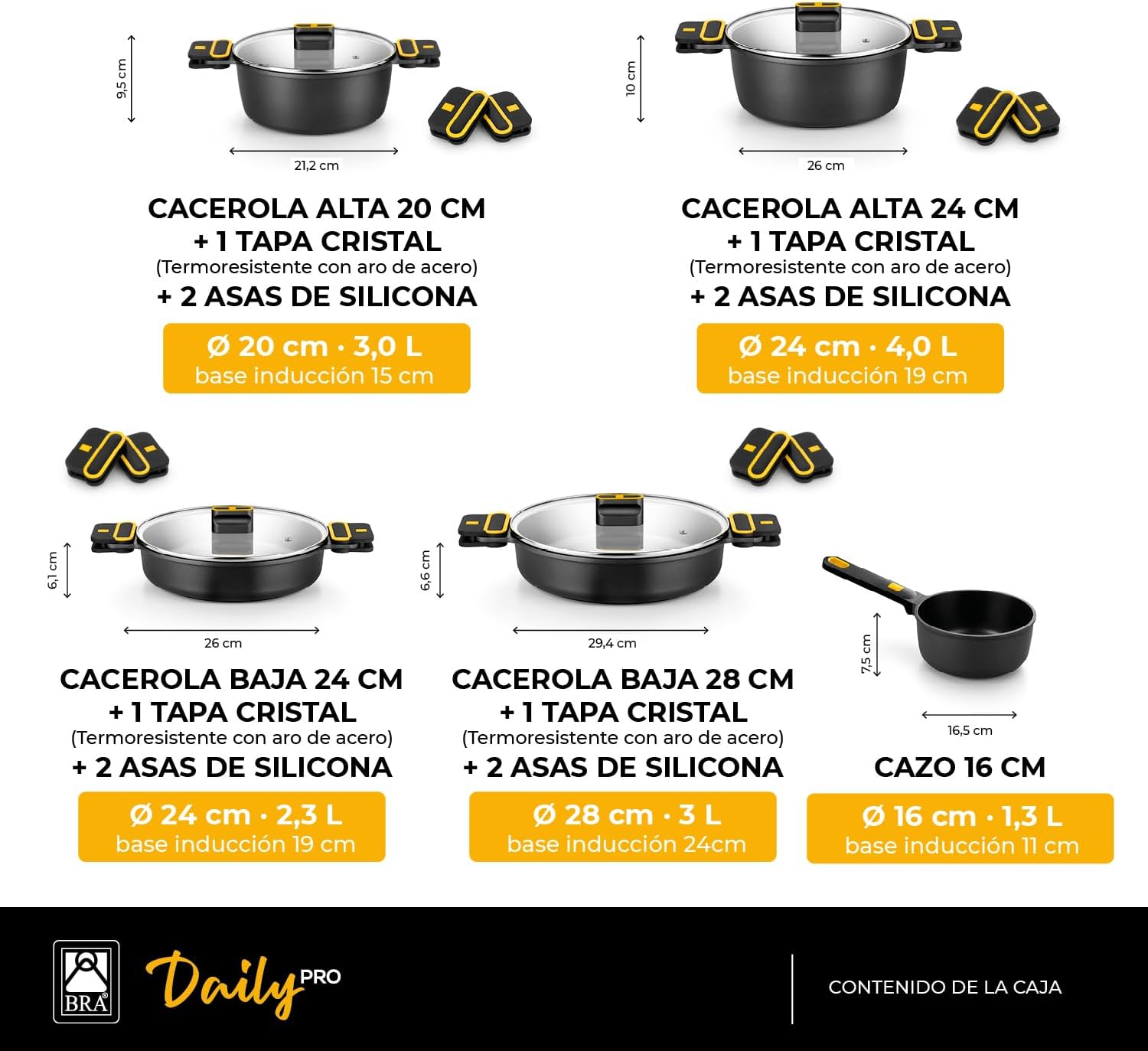 Detalle 2 de BRA Daily Pro Juego de 9 Piezas de Aluminio Fundido