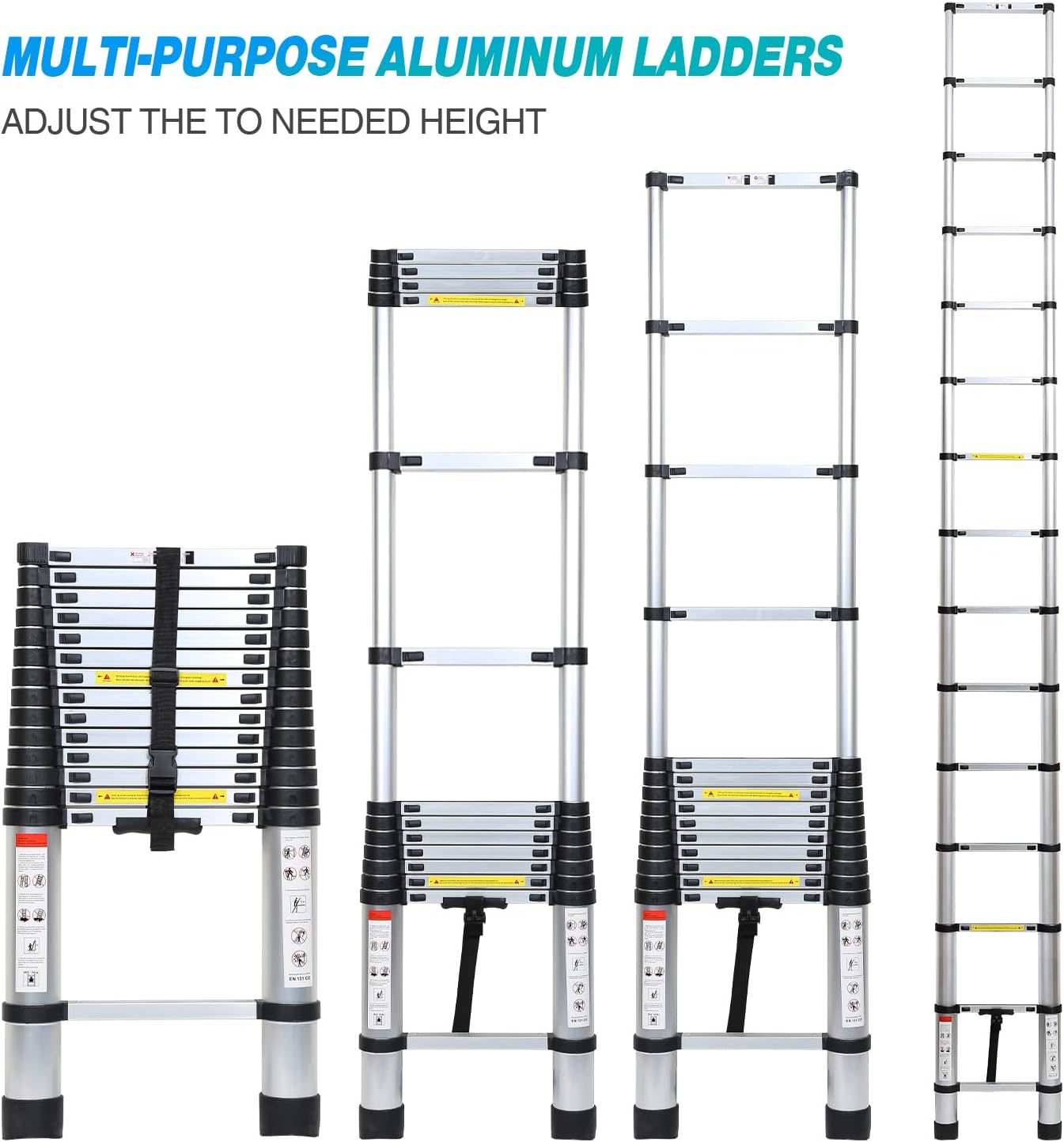 Thumbnail 4 de Tubiaz Scala telescópica in alluminio, 4,4 m – 15 gradini con blocco di sicurezza automatico