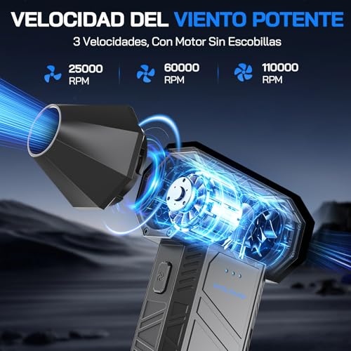 Thumbnail 3 de WOLFANG WE01: Soplador de aire eléctrico inalámbrico de 110000 rpm para PC y coche