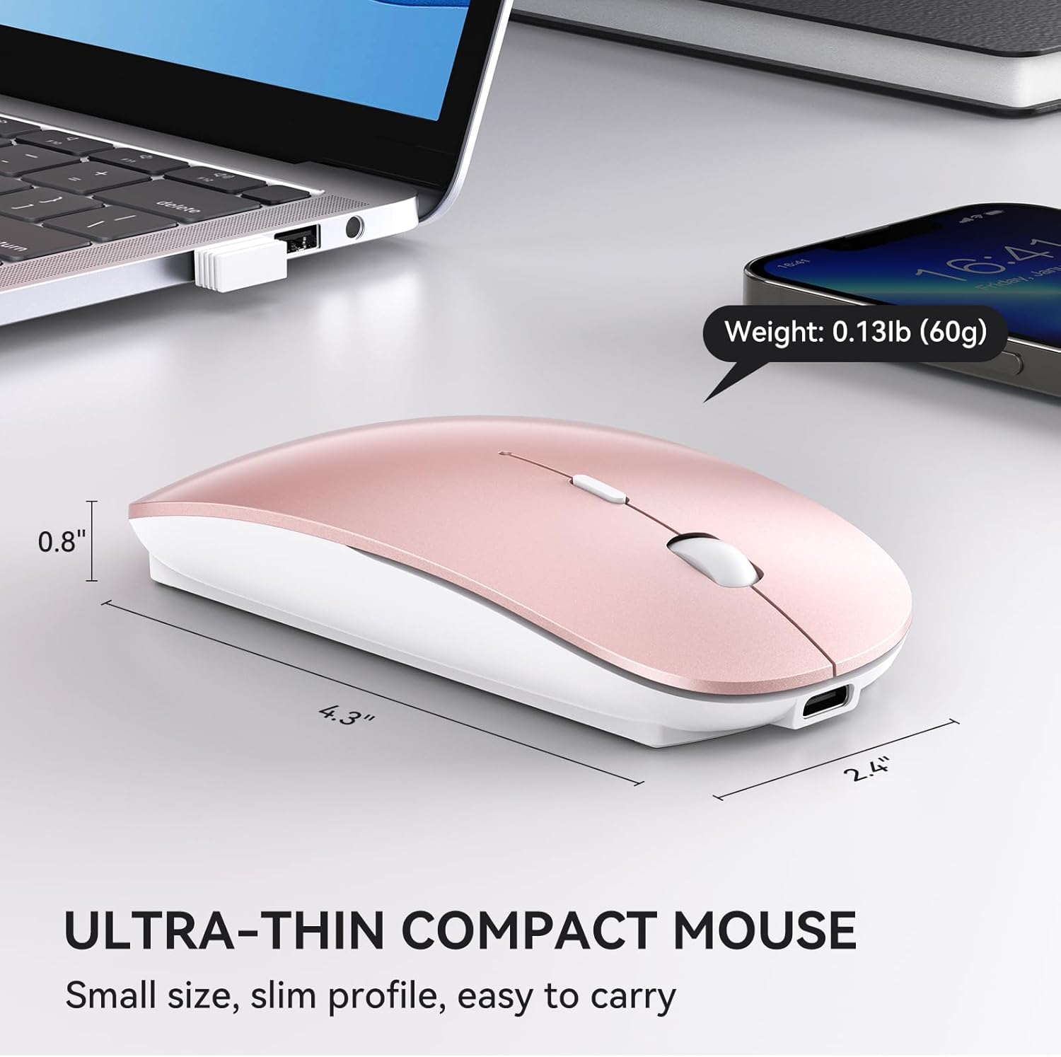 Thumbnail 2 de RaceGT Maus Kabellos USB-C & USB-A – Aufladbare 2,4 GHz Maus mit Vier DPI-Stufen, Beidfinger-/Beidhändig, Schlafmodus und leiser Klick