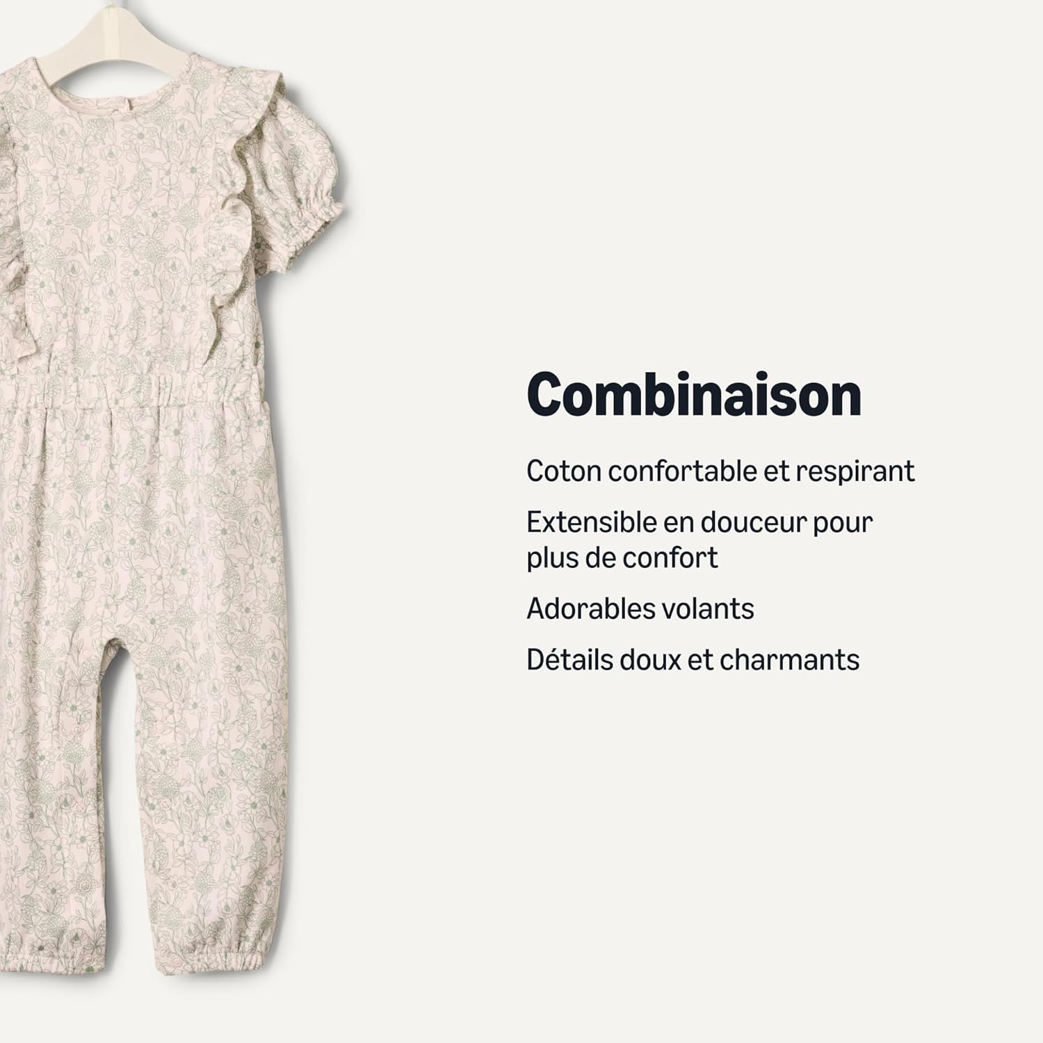 Detalle de Amazon Essentials bébé filles Combinaison à Volants à manches courtes