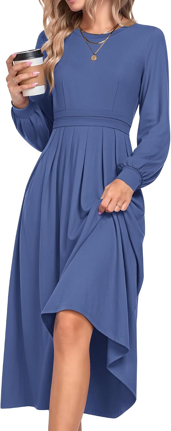Detalle de MOLERANI Long Sleeve Maxi Dress with High Waist, Pockets and Soft Knit