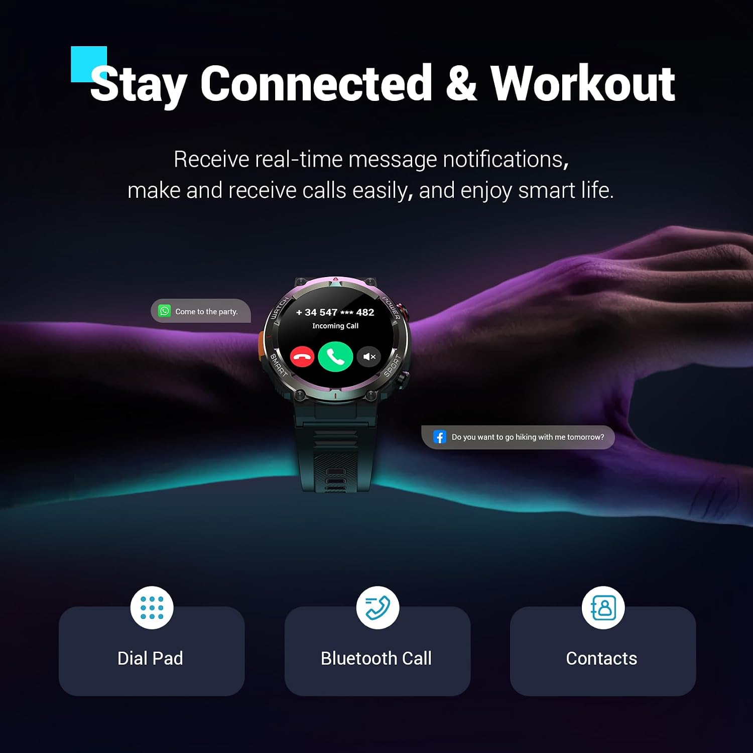 Thumbnail 4 de Blackview Military Smart Watch 1.45" fitness tracker