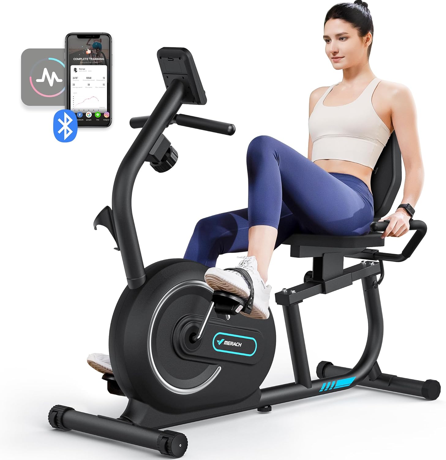 MERACH Magnetic Recumbent Bike 8 levels