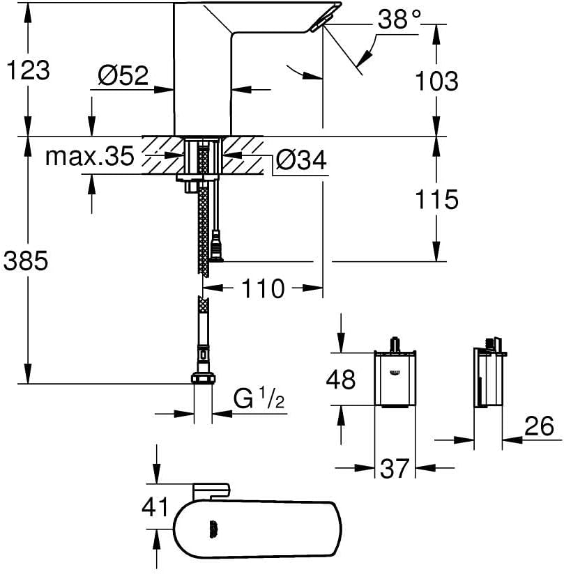 Thumbnail 7 de Grohe Bau Cosmopolitan E - Grifo electrónico lavabo cromo 🚰