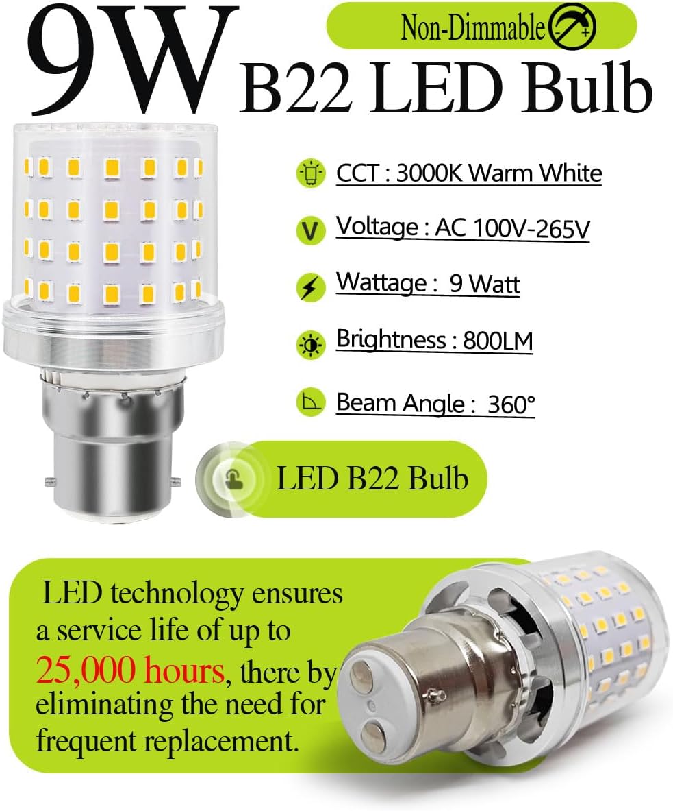 Detalle 2 de Wossluck B22 LED 9W mit B22d