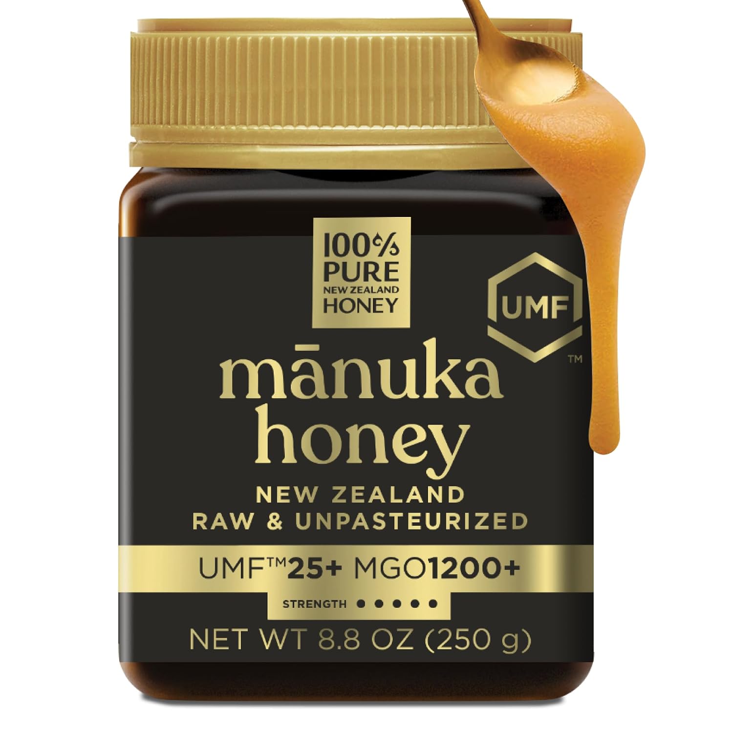 Detalle de 100% Pure New Zealand Honey UMF 25+ MGO 1200+ Raw Manuka Honey, 8.8 oz