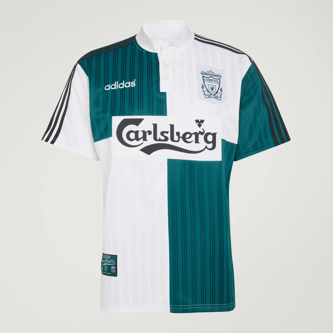 Detalle de Camiseta segunda equipación Liverpool FC 95 – Adidas (Blanco)