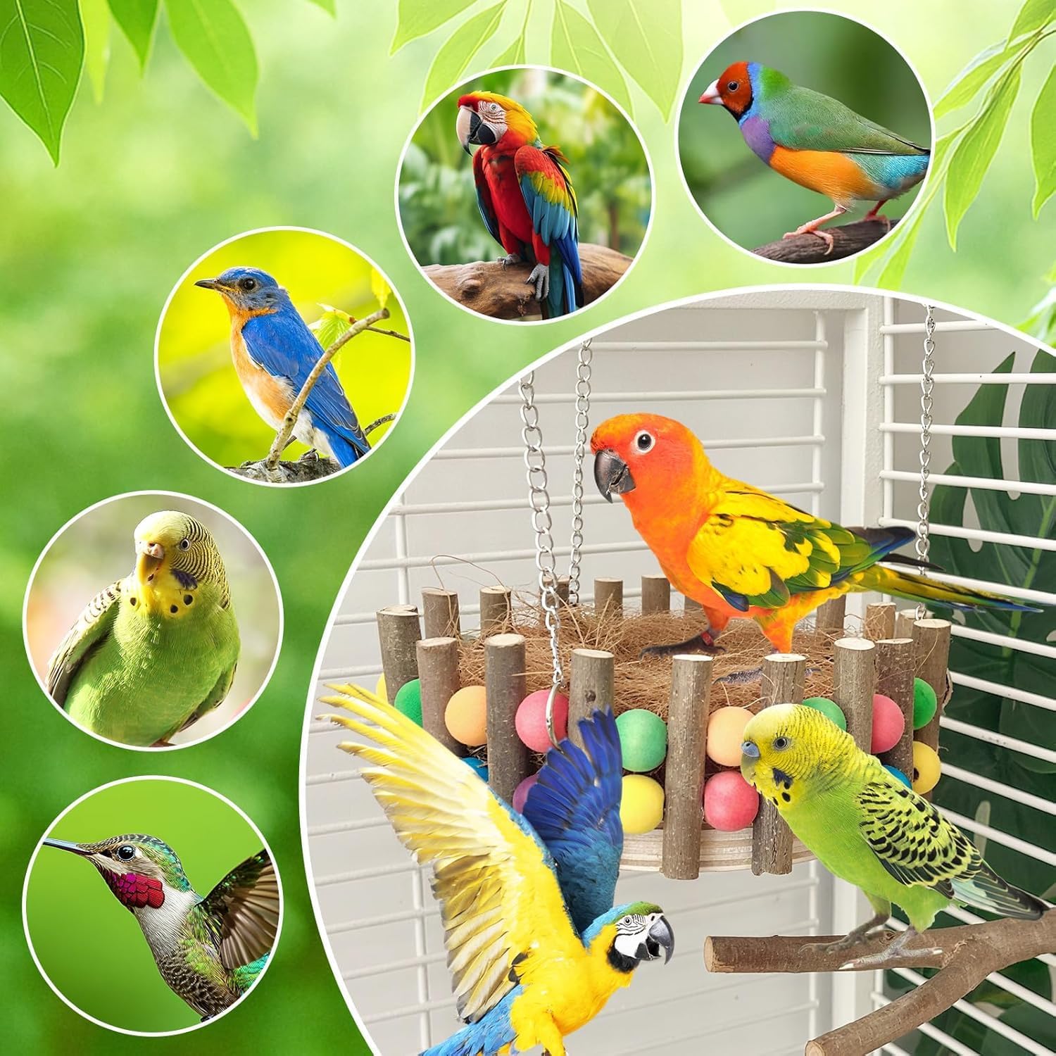 Thumbnail 5 de ZYYRSS Bird Hammock Swing: Natural Coconut Fibre Nest for Small Birds