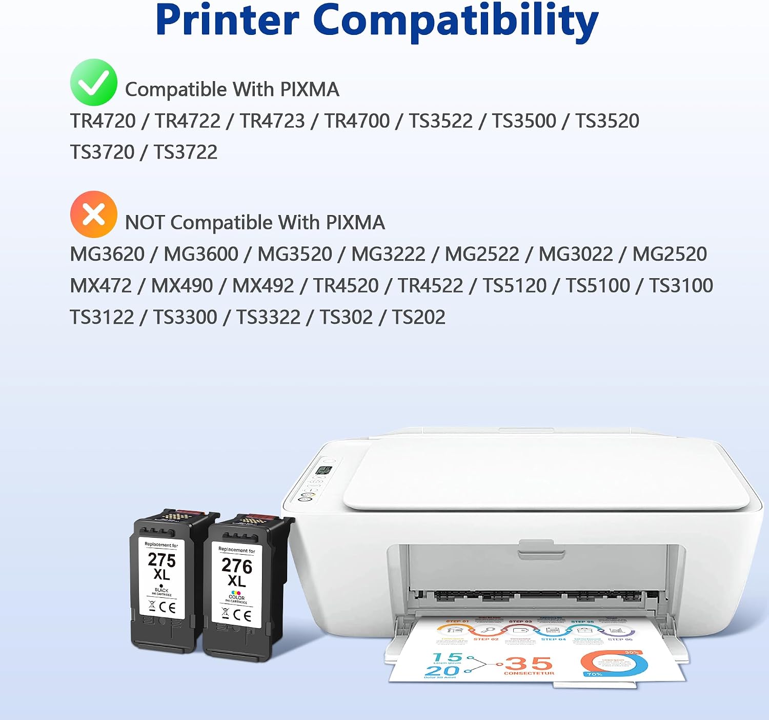 Detalle de TECKKIN PG-275 XL/CL-276 XL Black and Tri-Colour Ink Cartridges