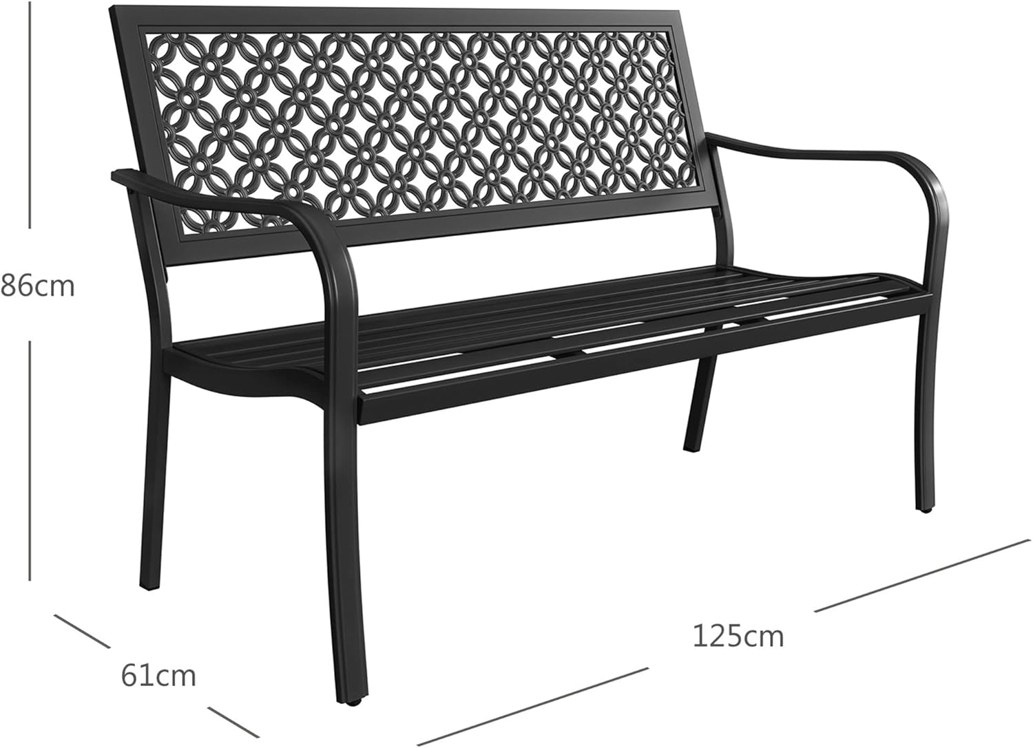 Thumbnail 2 de Grand patio Grand Patio garden bench (2–3 seater) in black – rust-resistant powder-coated steel