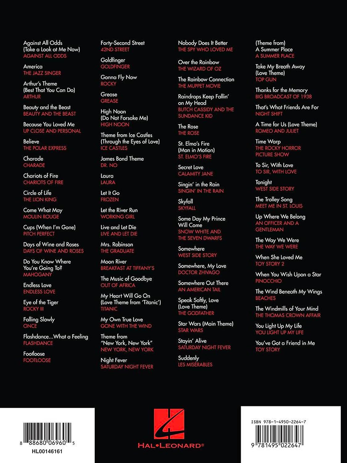 Detalle de Hal Leonard The Best Movie Soundtrack Songs Ever Piano/Vocal/Guitar Songbook, 70 Themes