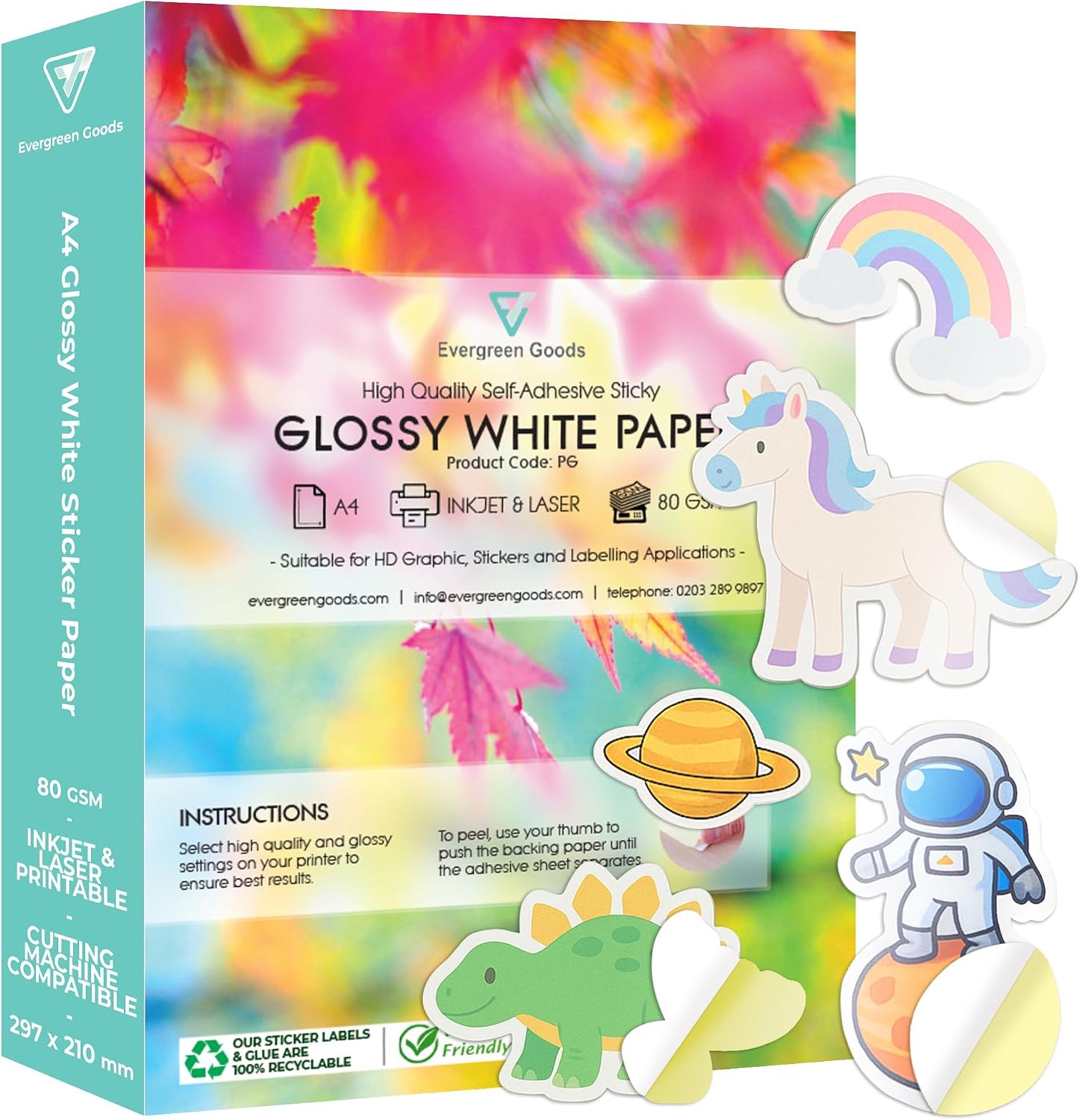 Printable glossy sticker paper A4