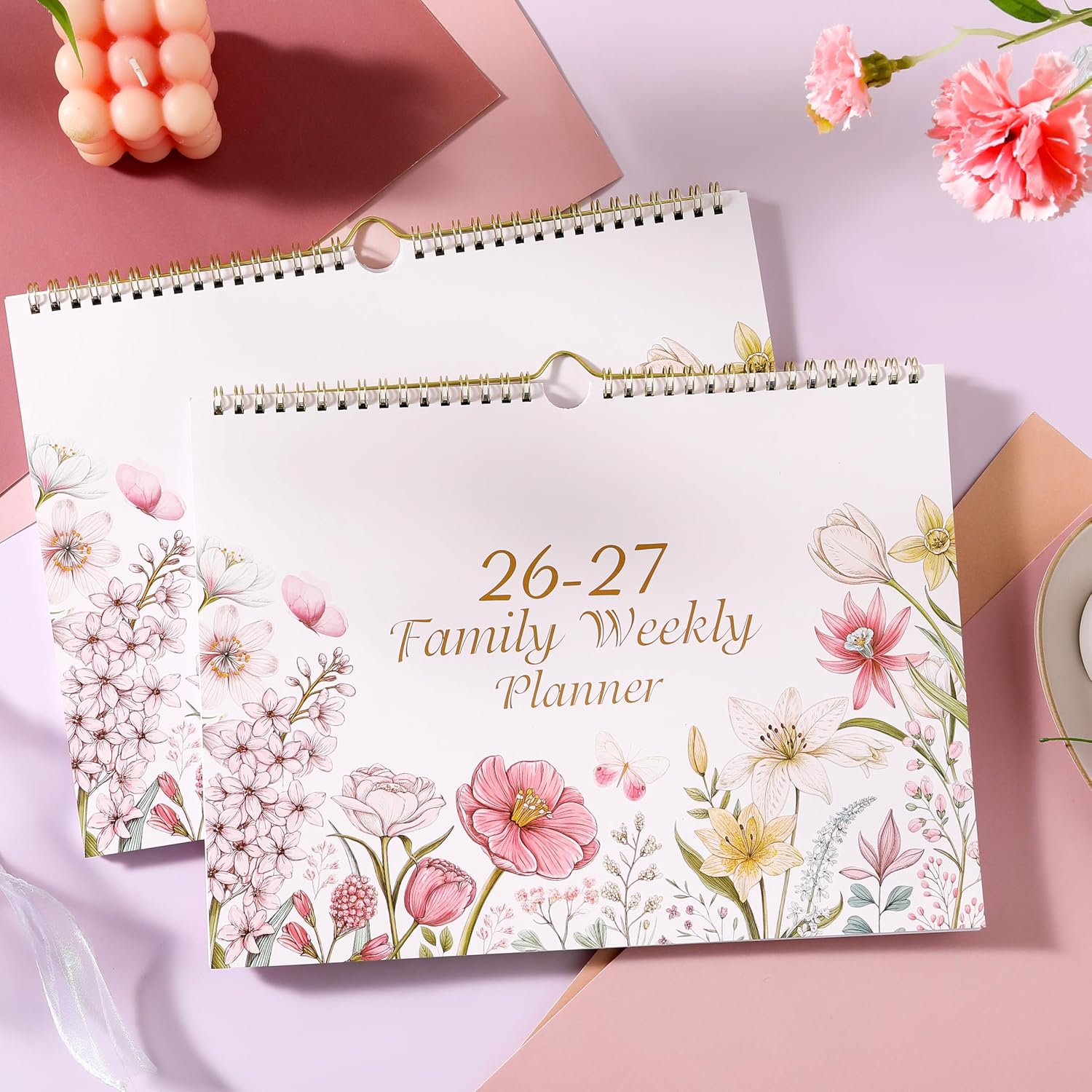 Detalle de Family Calendar 2026-2027: Floral 6-Column Weekly Planner (Aug 2026–Jul 2027)