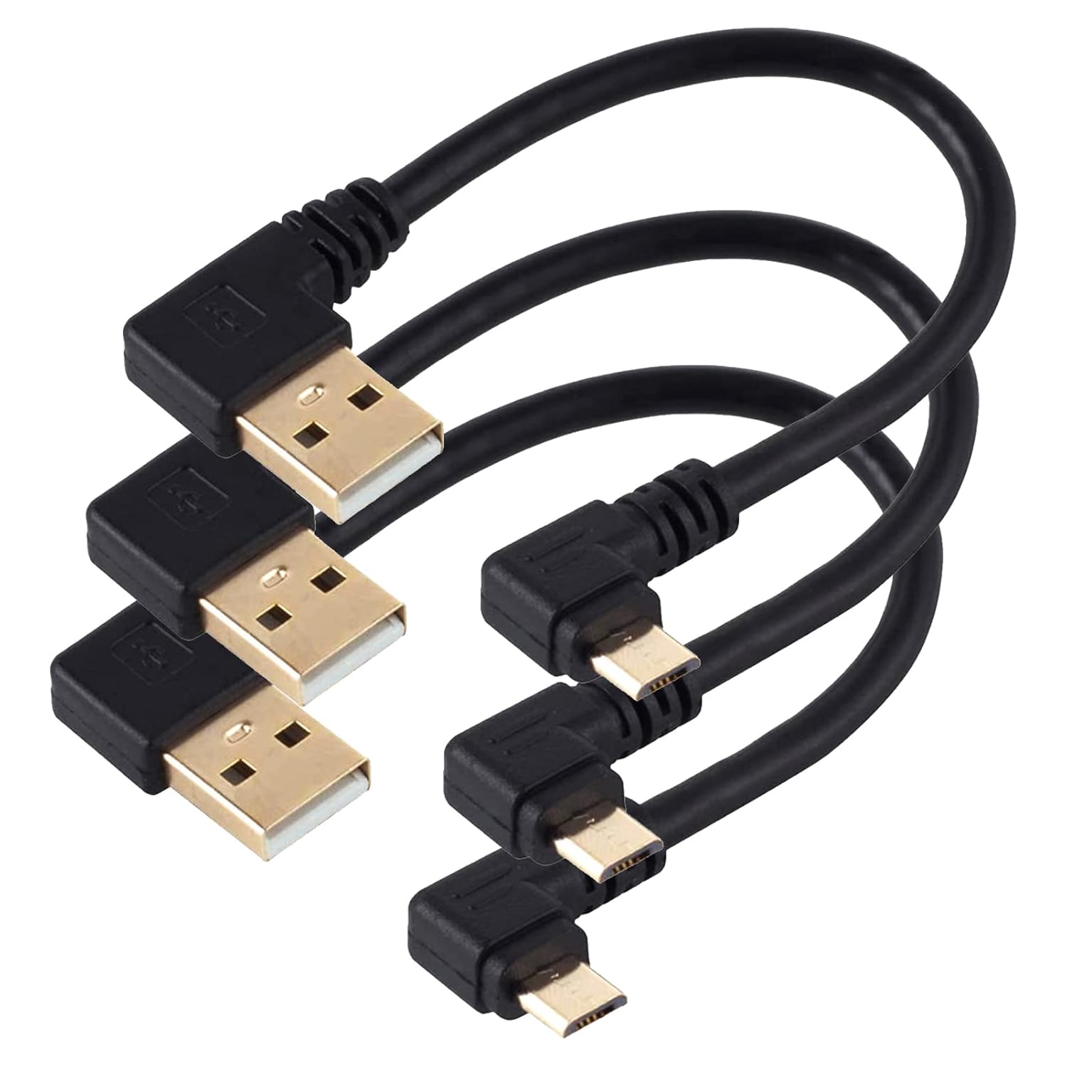 Thumbnail 4 de Herfair USB Cable, Right Angled 12cm Gold Plated Mini USB 5 Pin (Pack of 3)