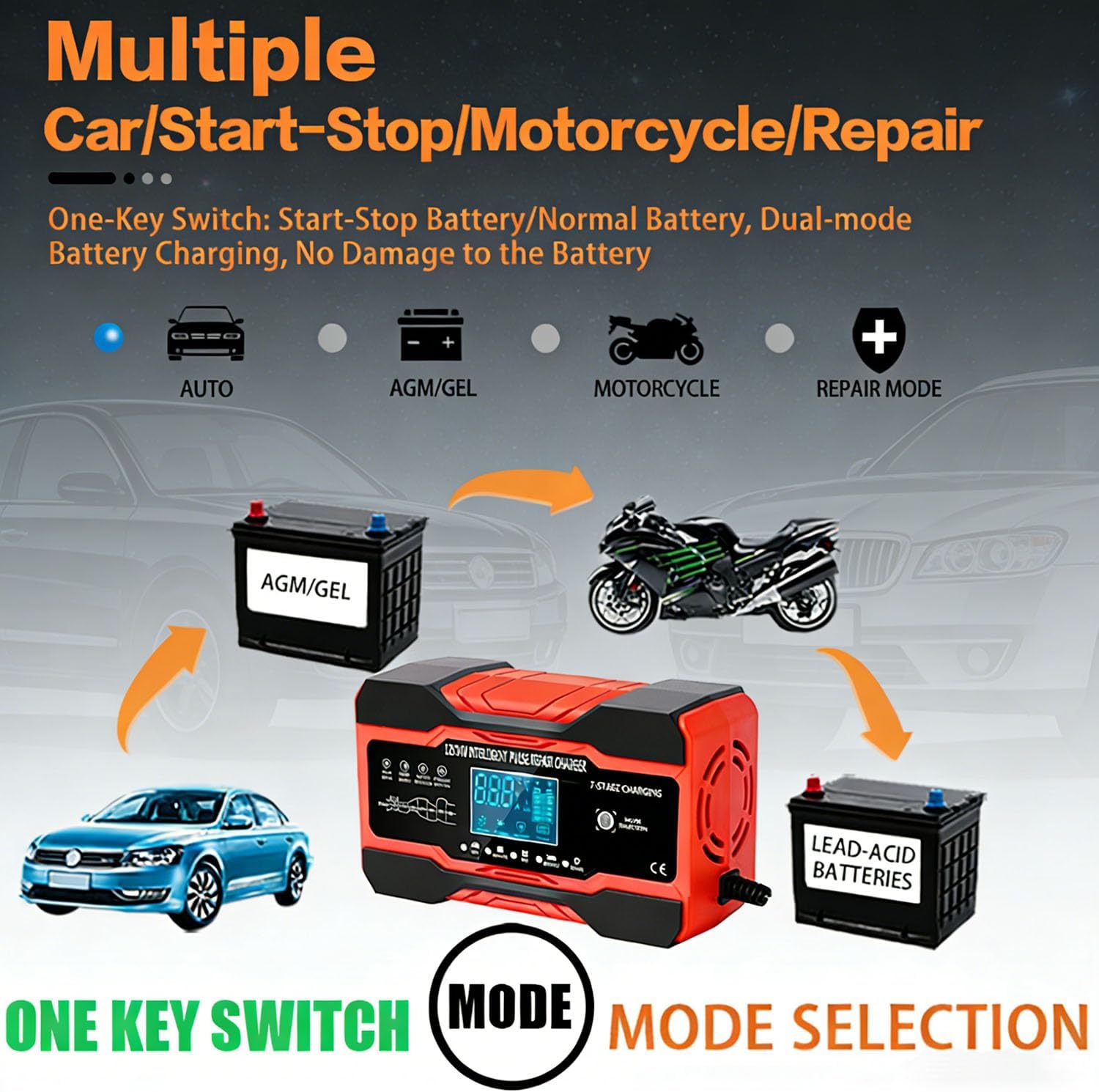 Thumbnail 4 de 12V/24V 10A Car Battery Charger with Temperature Compensation