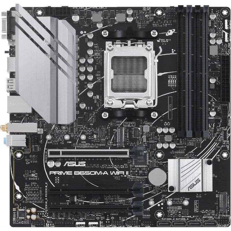 Detalle de ASUS PRIME B650M-A WIFI II: placa base AM5 micro ATX con DDR5, WiFi 6 y Aura Sync RGB