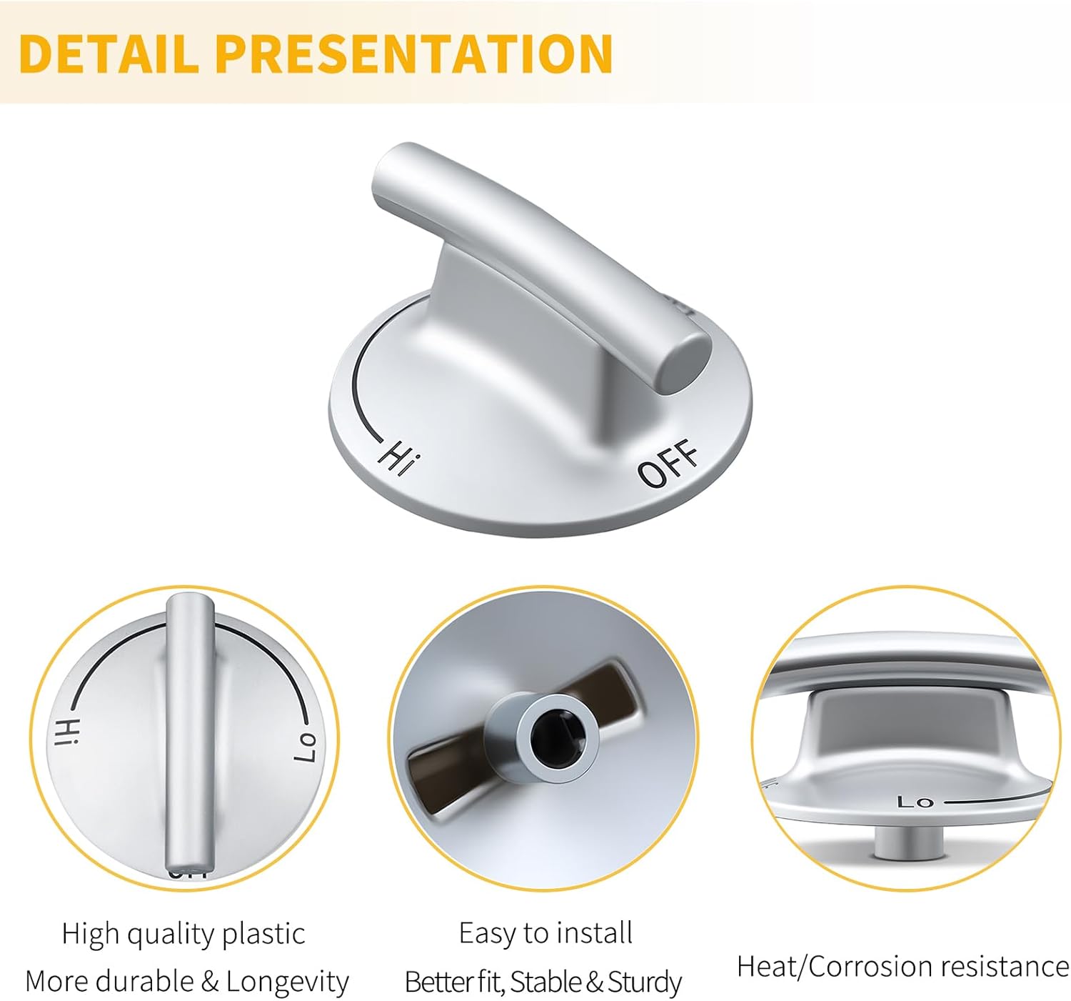 Thumbnail 2 de Allstare 7733P410-60 Replacement Stove Burner Knob, Silver Plastic