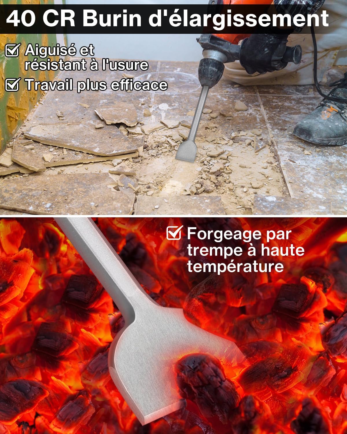 Thumbnail 3 de Lytool – 2 burins SDS-Plus pour carrelage (250x40 mm et 280x100 mm)