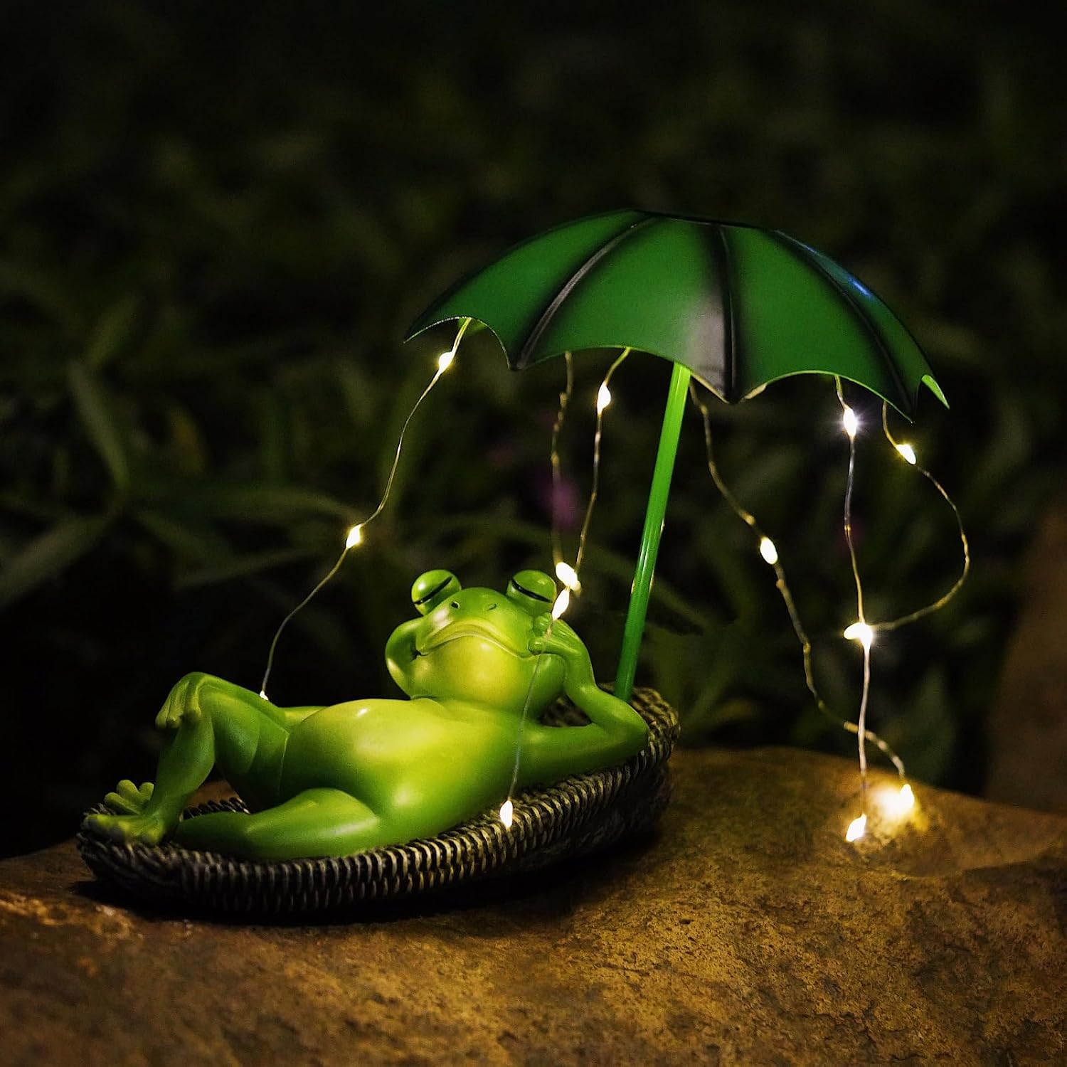Detalle de Wowlela Solar Frosch Statue mit LED