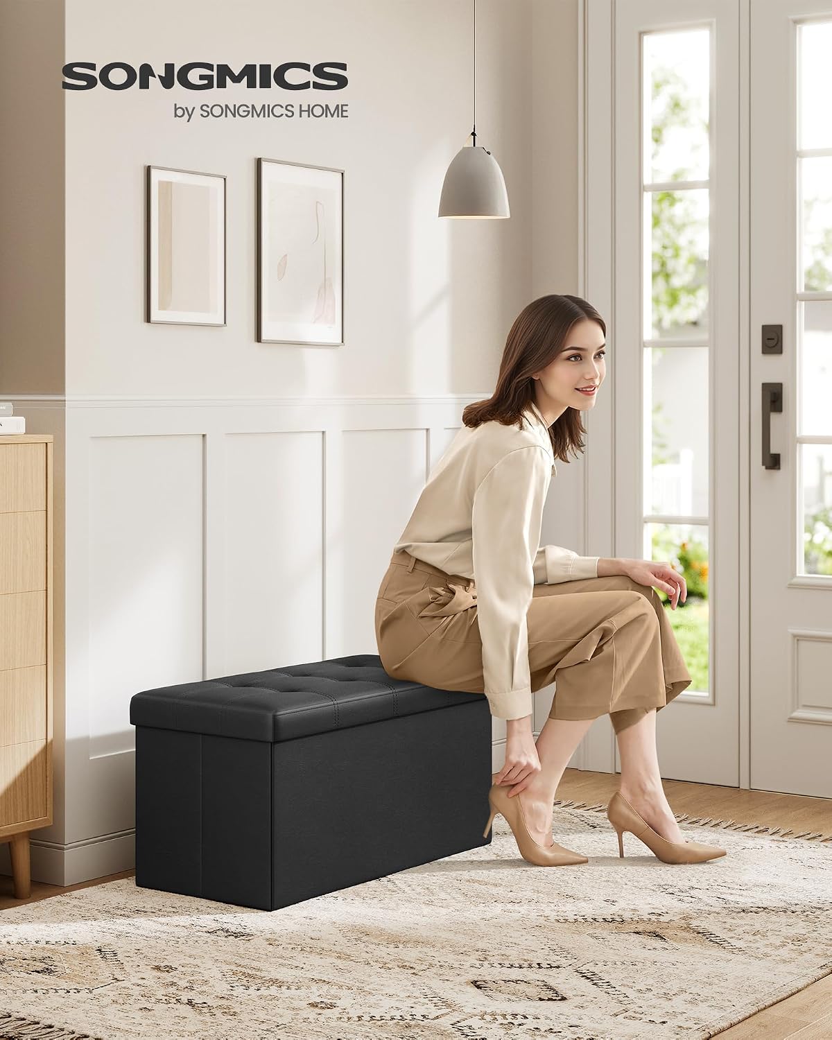 Detalle 2 de SONGMICS Storage Ottoman Bench 30 Inches