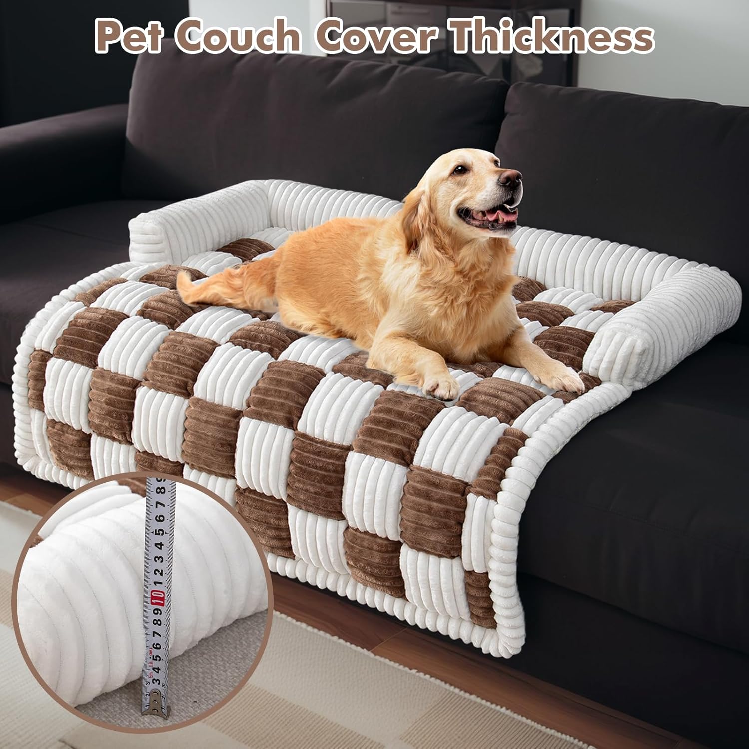 Thumbnail 3 de TOPCHANCES Dog Bed Cover – Pet Couch Covers for Sofa (Dark Brown, 90×90cm)
