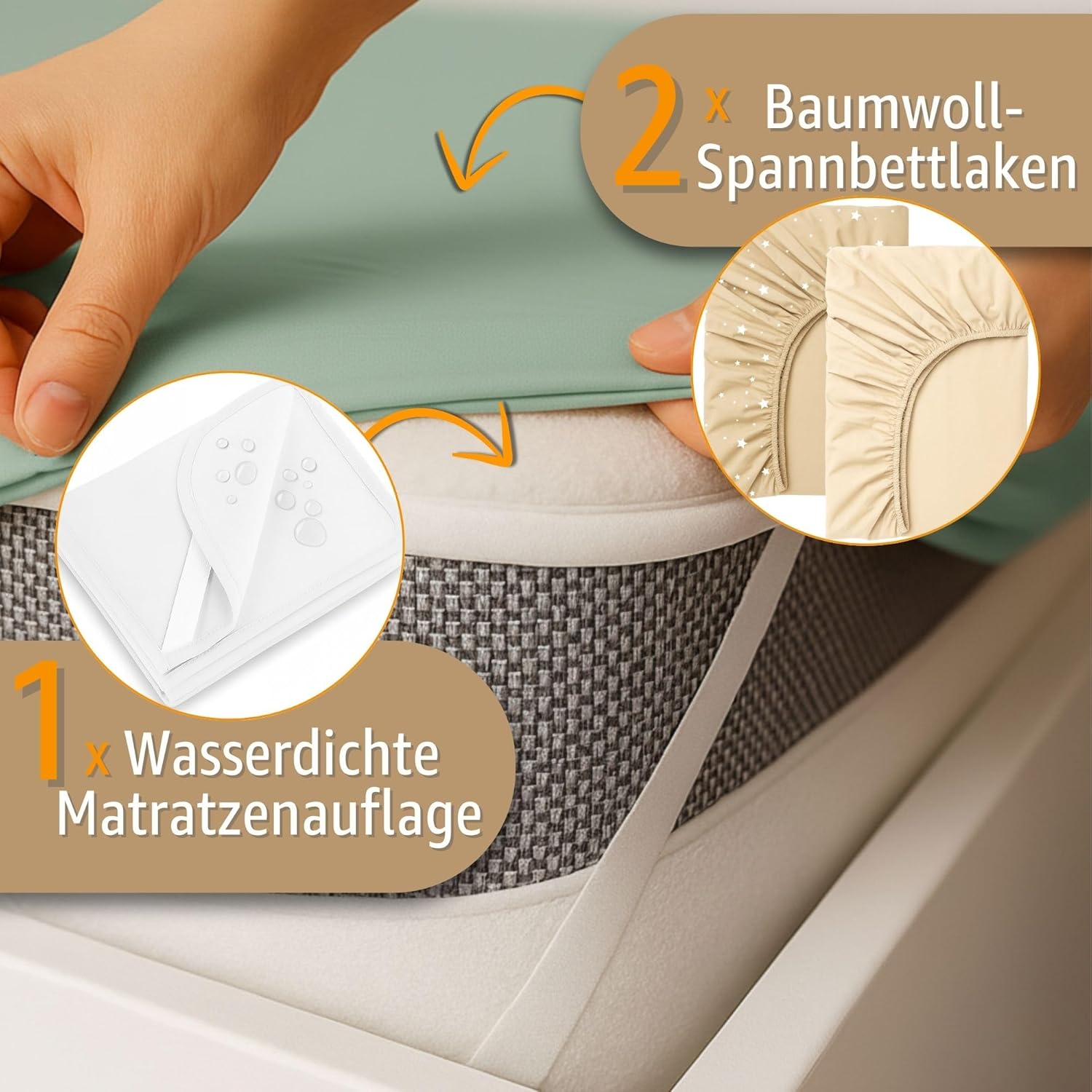 Thumbnail 3 de Totsy Baby Drap Housse cododo 55x90 cm avec protège-matelas imperméable – lot de 3