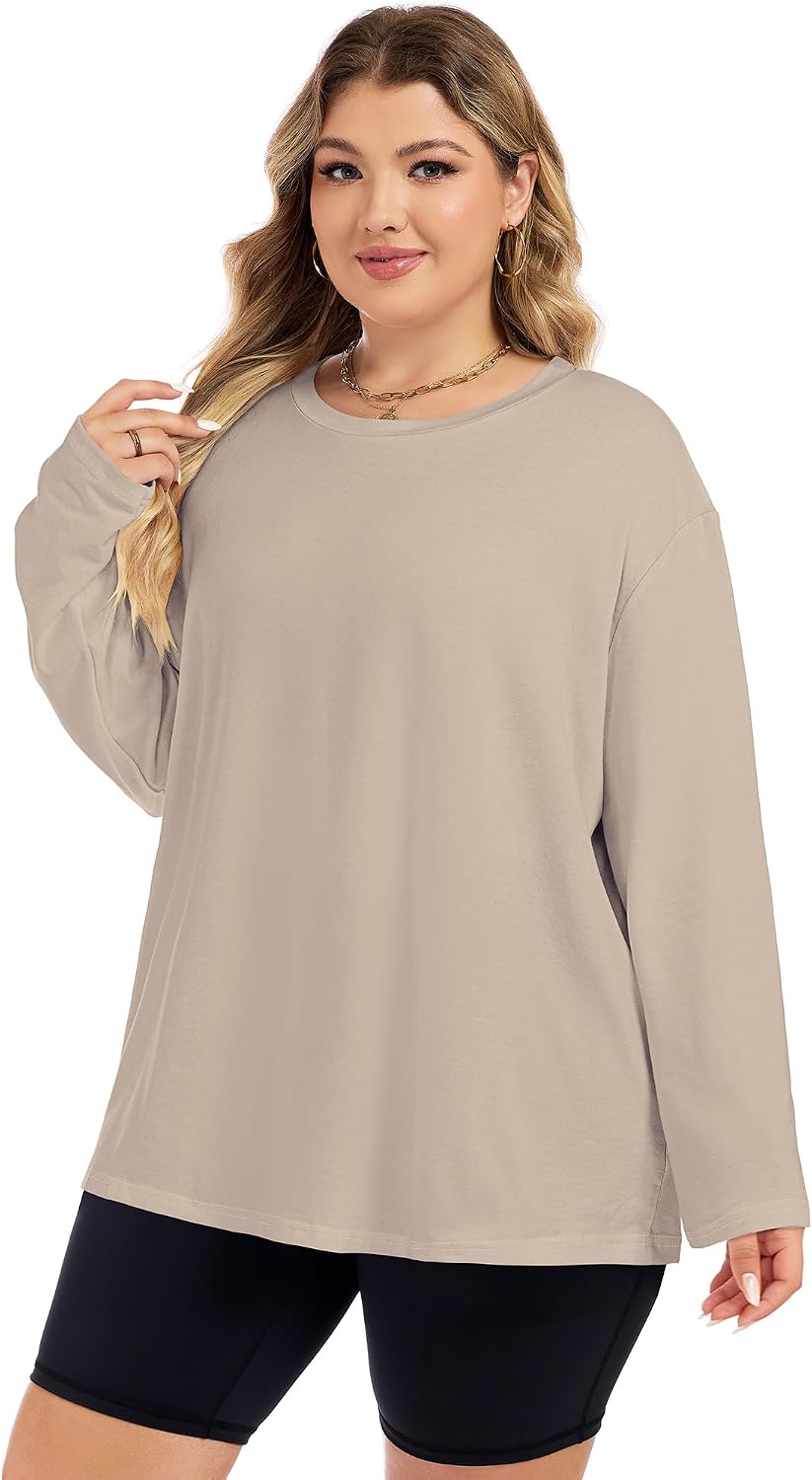 Detalle 2 de CHICALLURE Plus-Size Long-Sleeve Top with Crew Neck and Oversized Fit