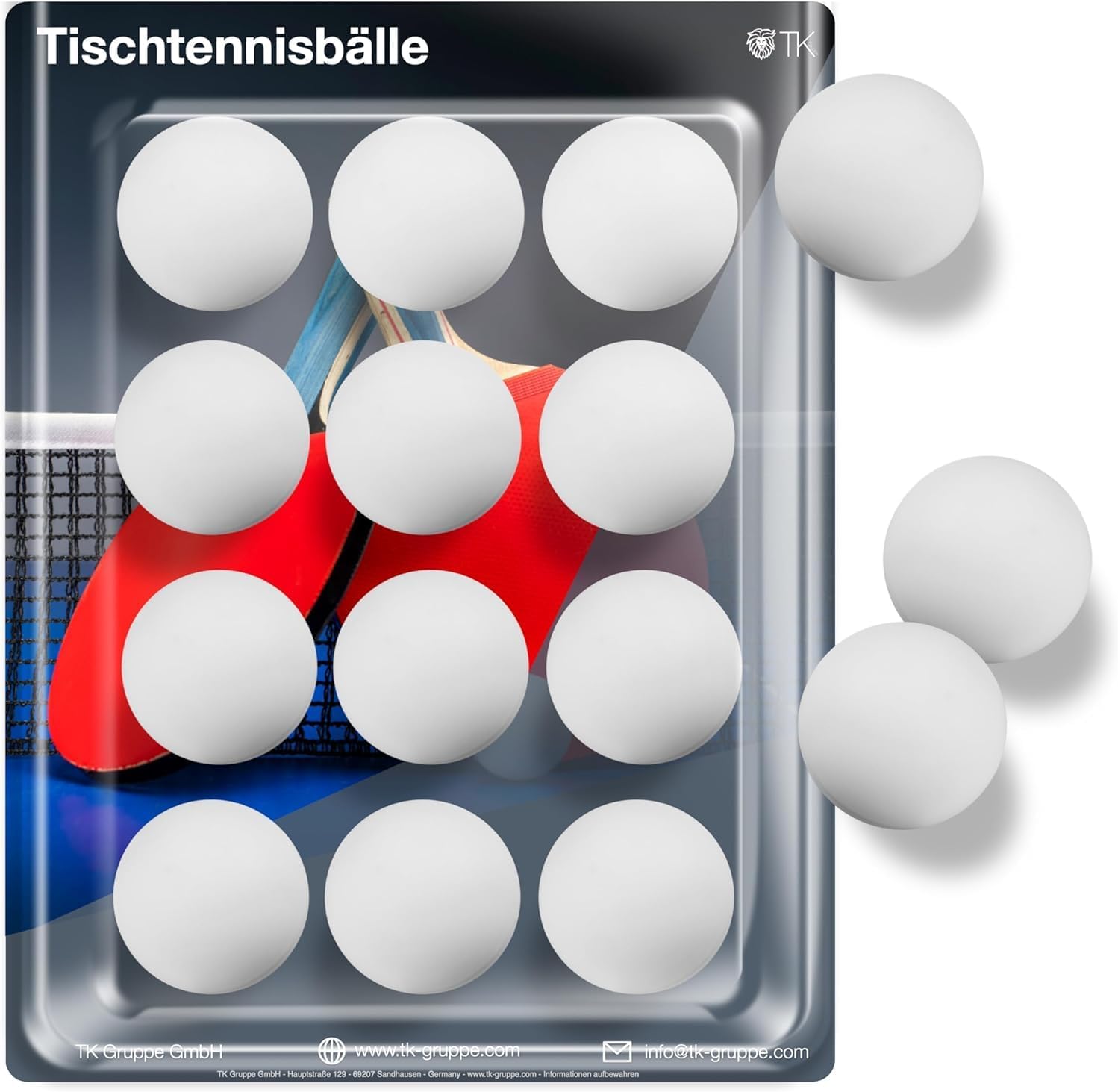 Set 12 palline da ping pong da 40 mm TK Gruppe Timo Klingler per allenamento e competizione