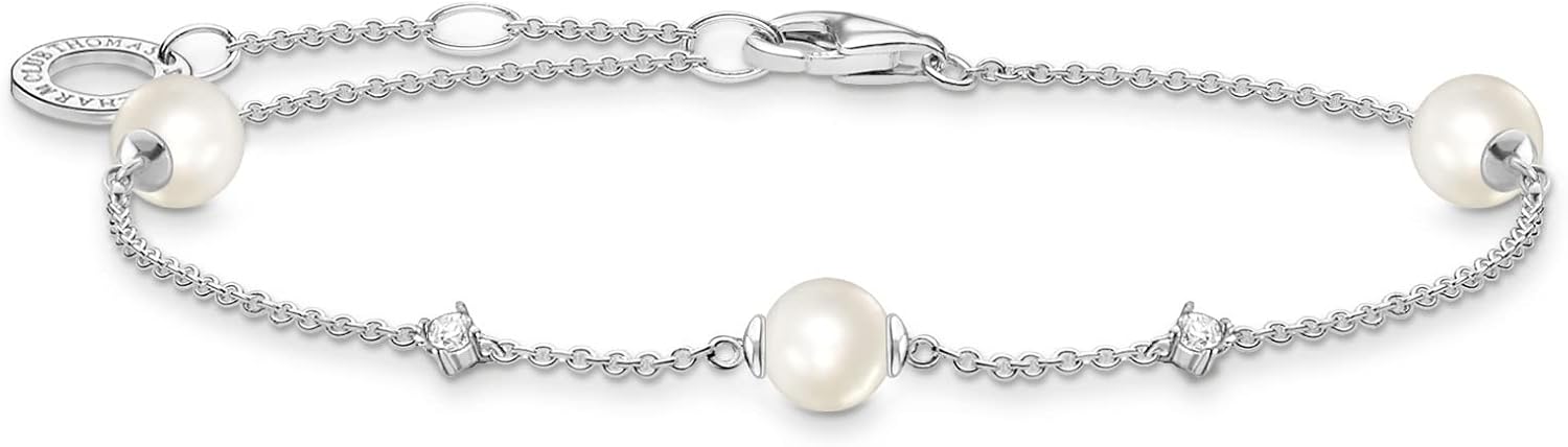 Detalle de THOMAS SABO Damenarmband Perlen weiß 925 Silber A2038-167-14-L19V